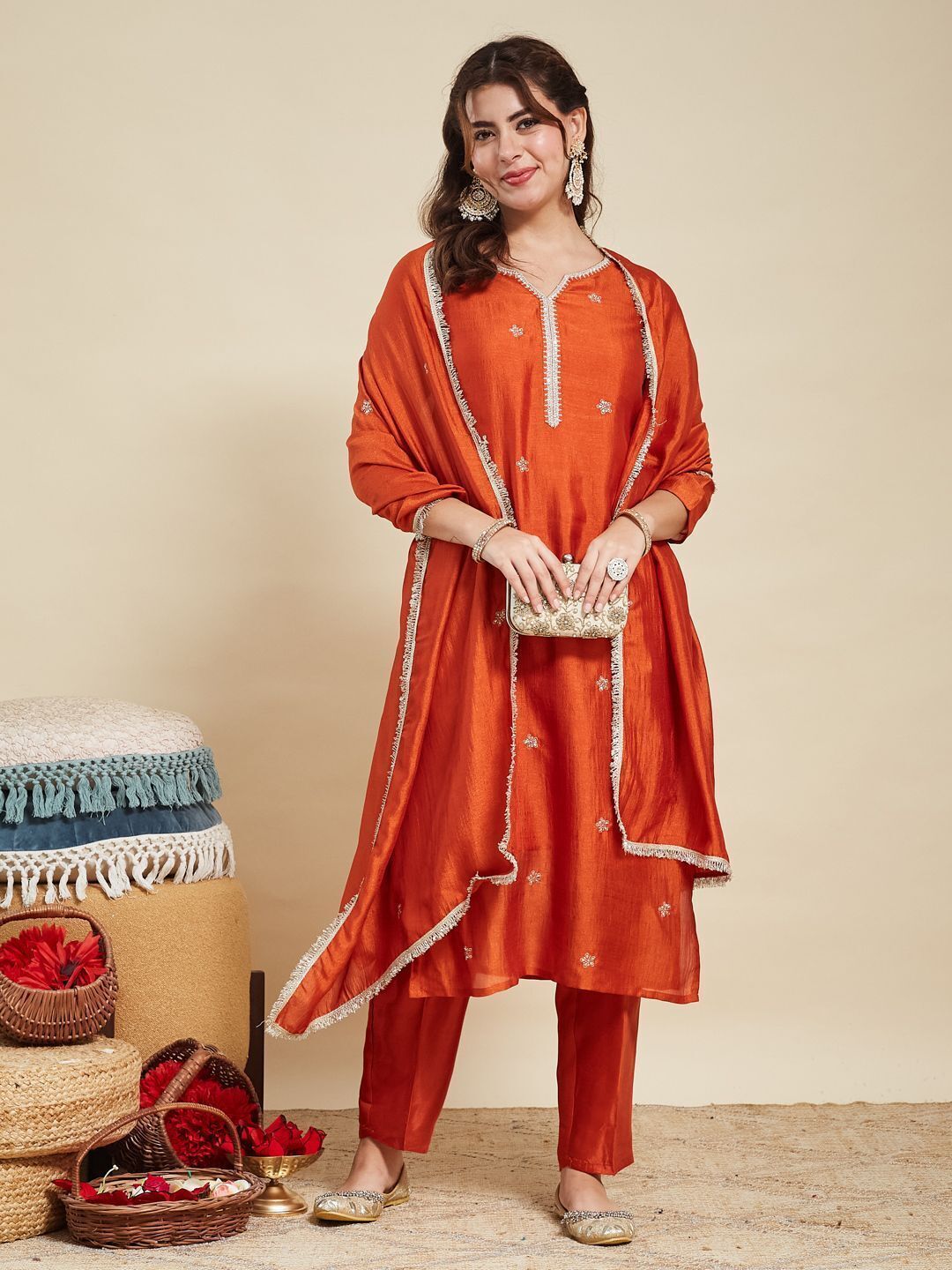 mokosh Women Pure Silk Kurta Pant Dupatta Set-picture-26