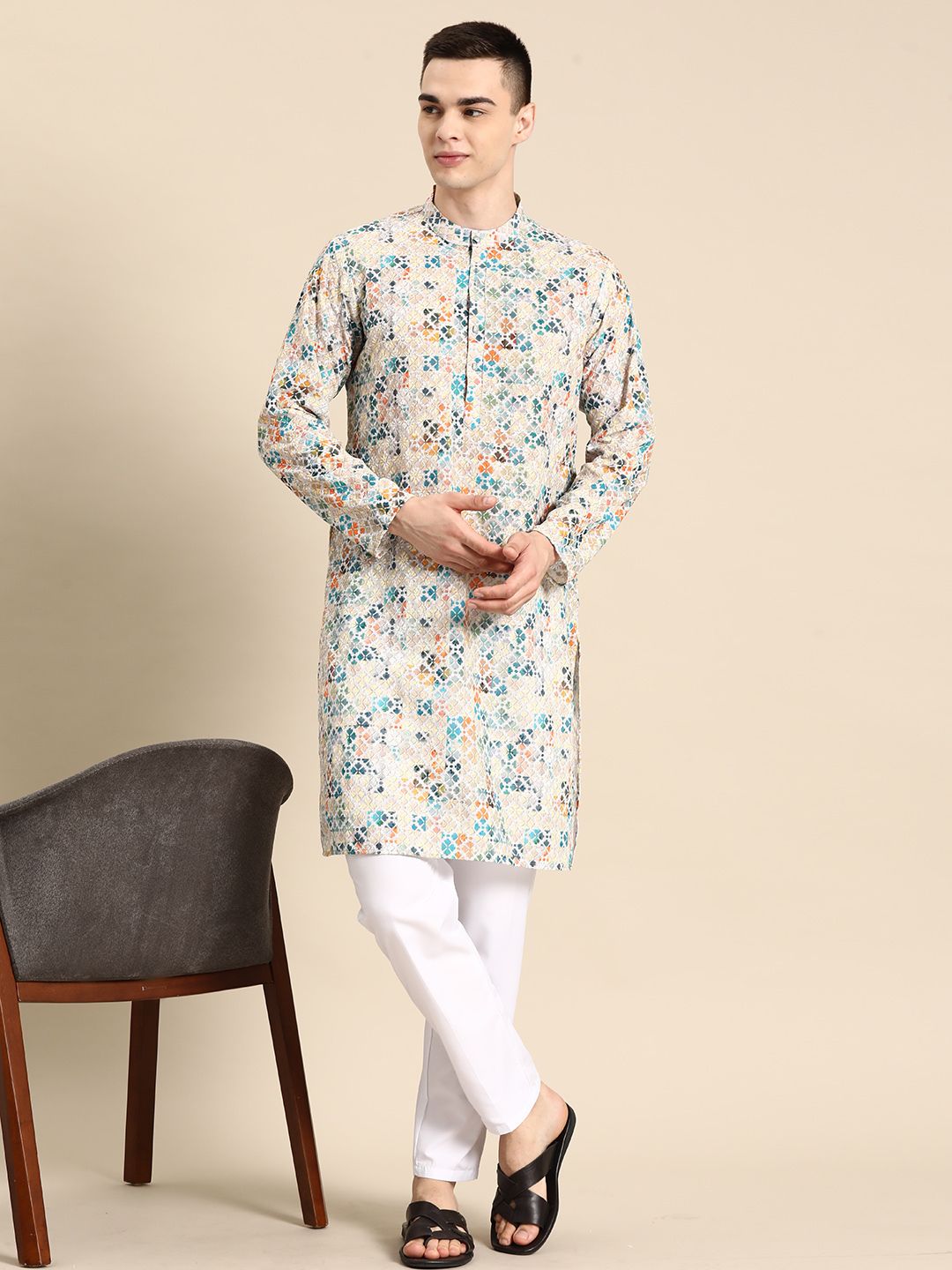 anouk Men Pure Cotton Kurta Pyjama Set-picture-13