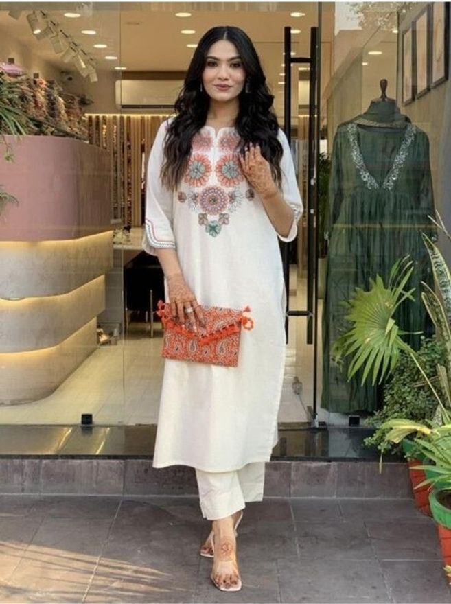 Women Khadi Cotton Kurta Pant Set-image-29
