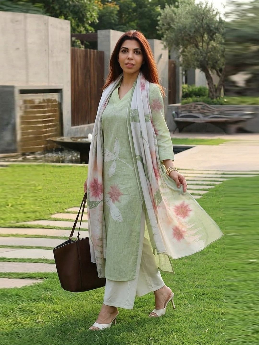 Women Cotton Blend Kurti Pant Dupatta Set-image-36