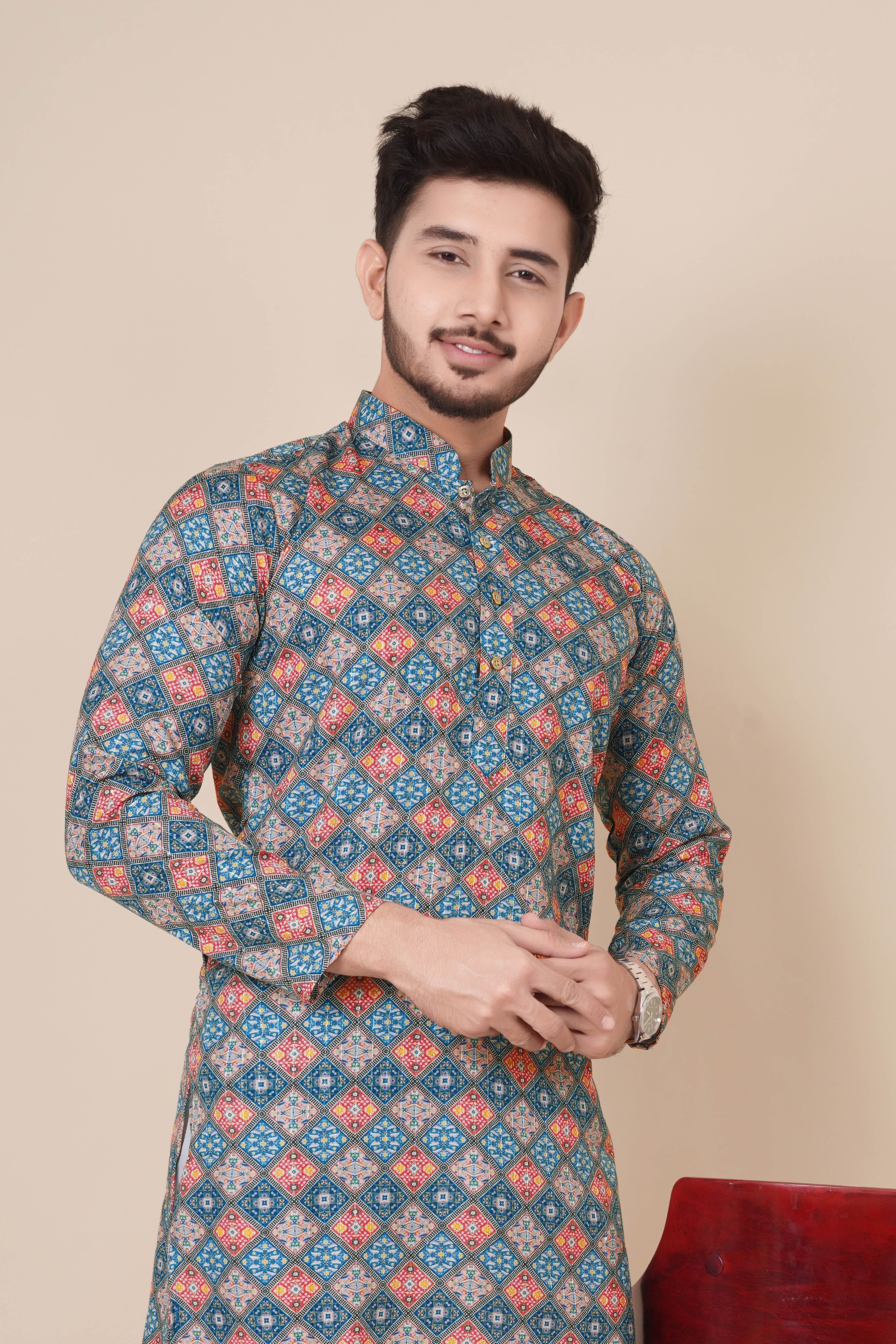 Men Cotton Rayon Kurta Pyjama Set-image-11