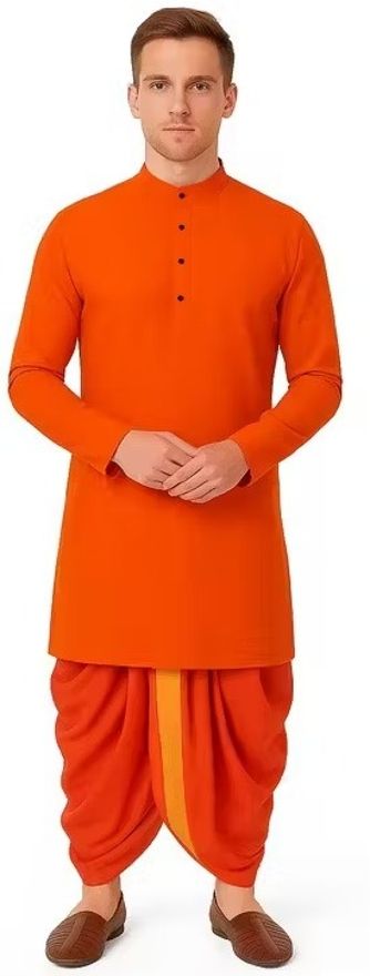 sonbai Men Cotton Blend Kurta Dhoti Set-picture-28