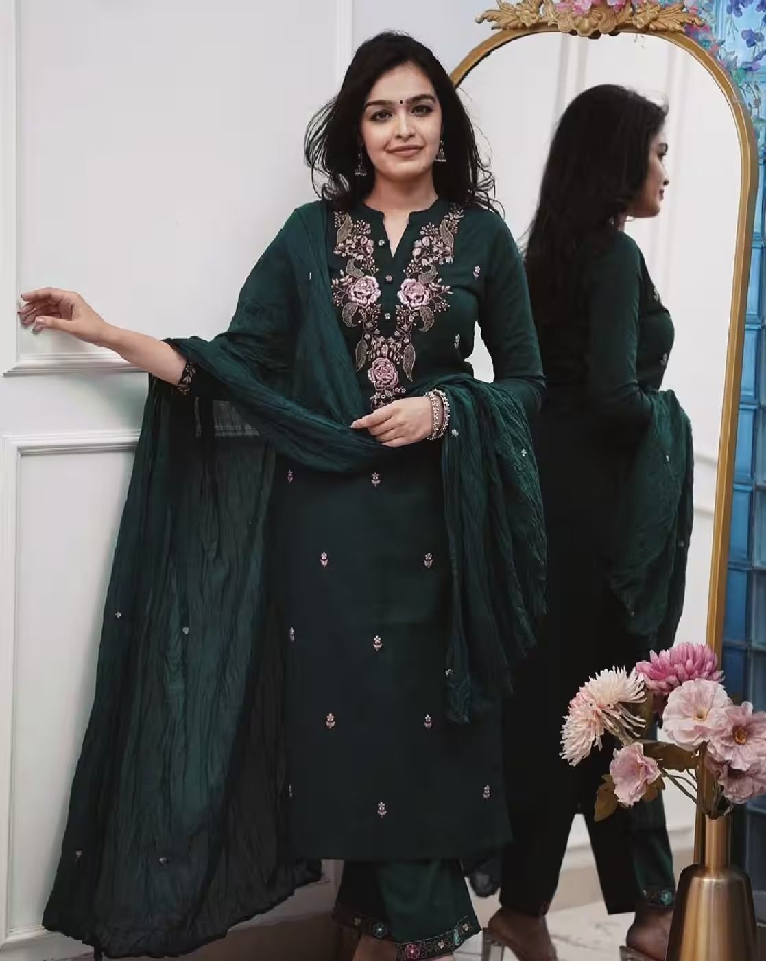 jbtex Embroidered Kurta, Trouser/Pant & Dupatta Set-picture-18