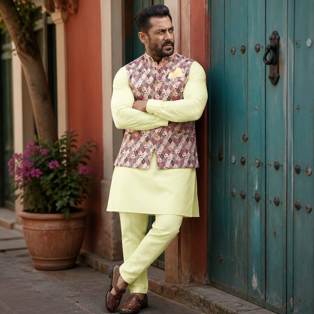 click n buy Men Cotton Silk Kurta Pyjama Ethnic Jacket Set-picture-24