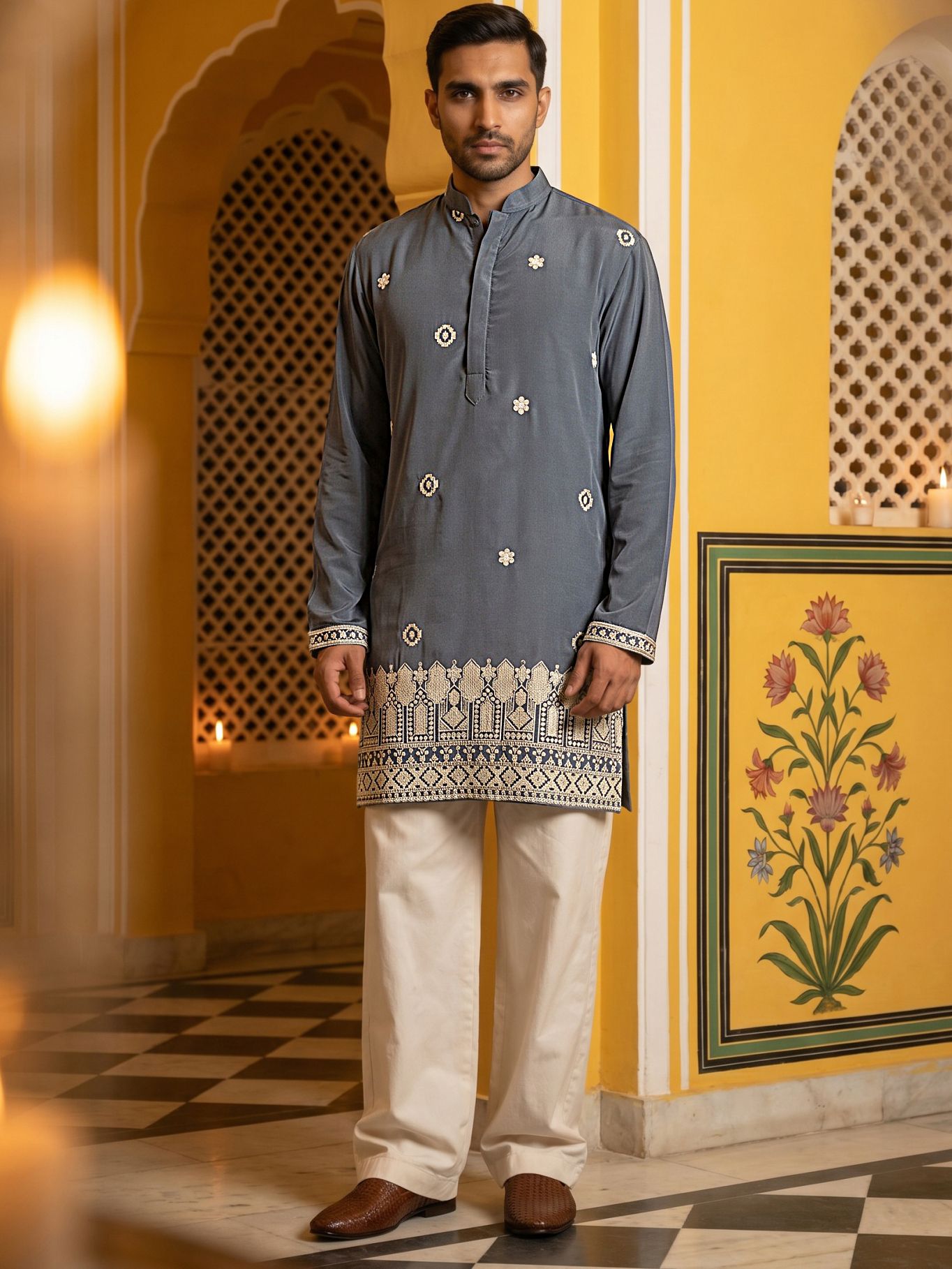 jompers Men Cotton Blend Kurta Pyjama Set-picture-38