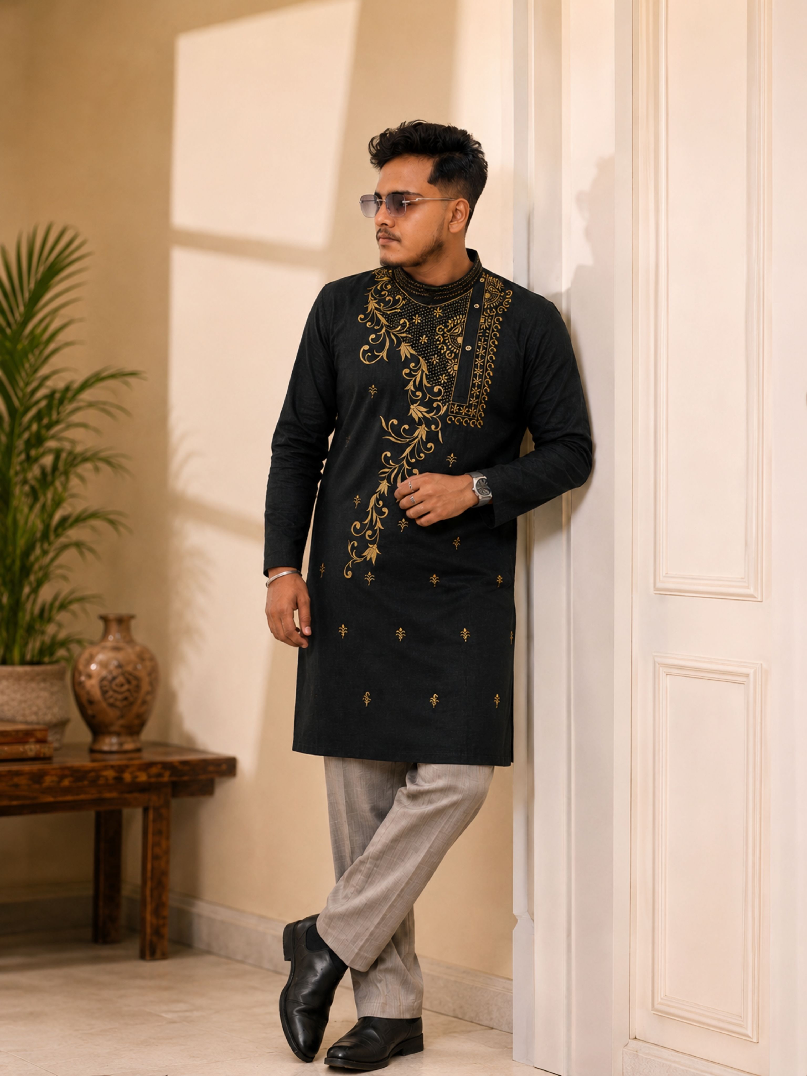 Men Pure Cotton Kurta Set-image-3
