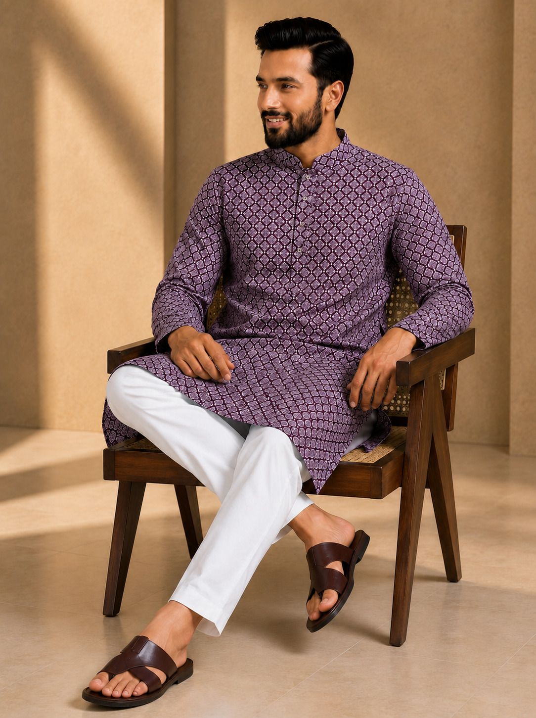 aayanvi enterprise Men Chiffon Kurta Set-picture-18