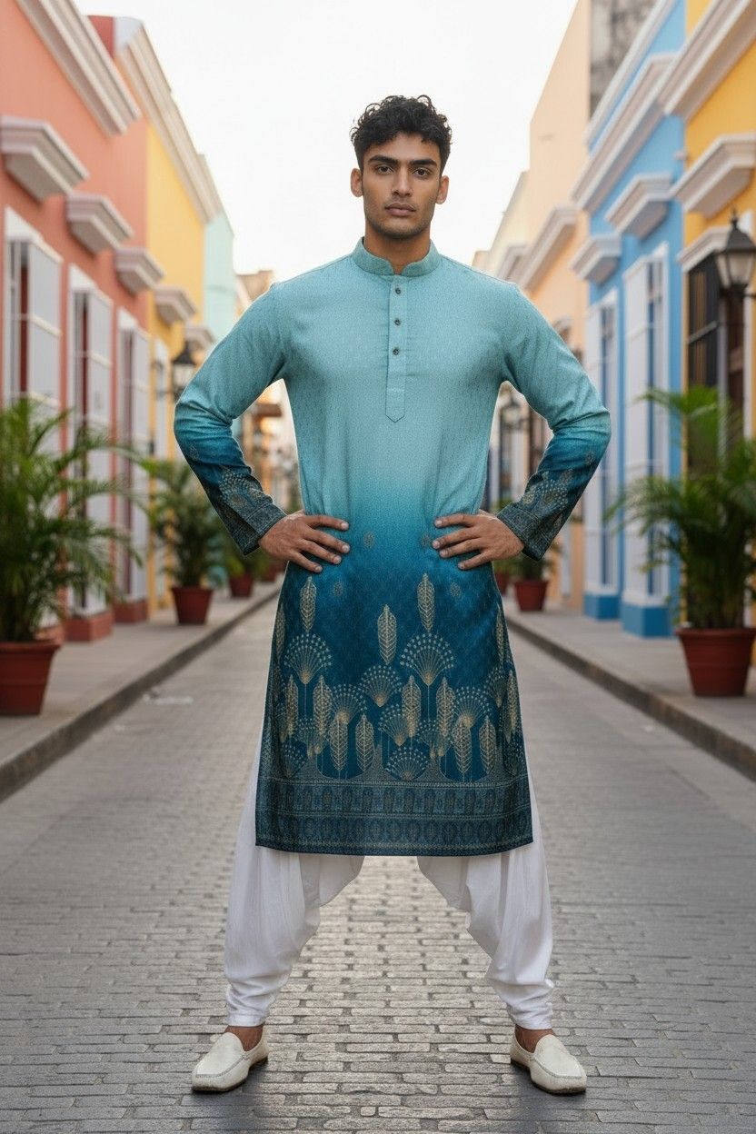 unique moments Men Cotton Rayon Kurta Dhoti Set-picture-21