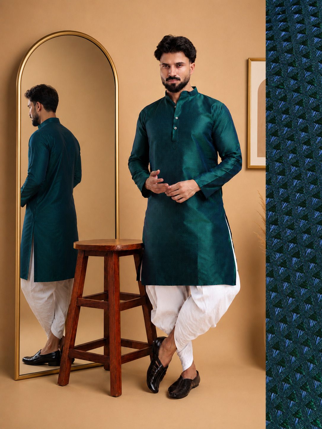 tsarina Men Cotton Silk Kurta Dhoti Pant Set-picture-30