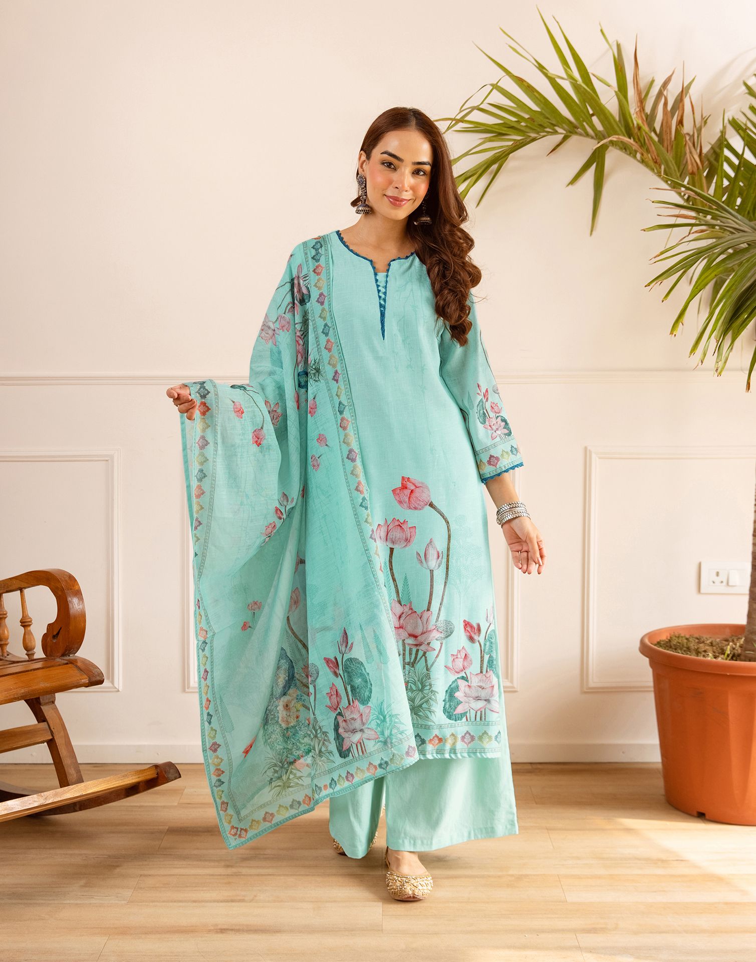 skylee Women Viscose Rayon Kurta Palazzo Dupatta Set-picture-8