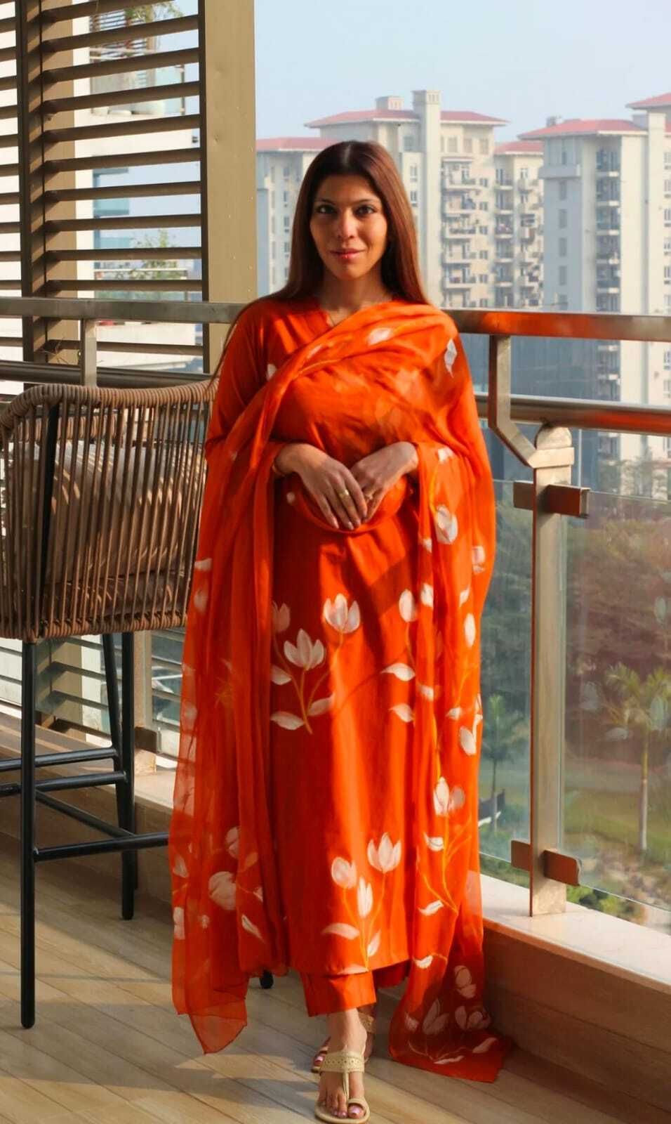 Women Pure Cotton Kurti Pant Dupatta Set-image-22