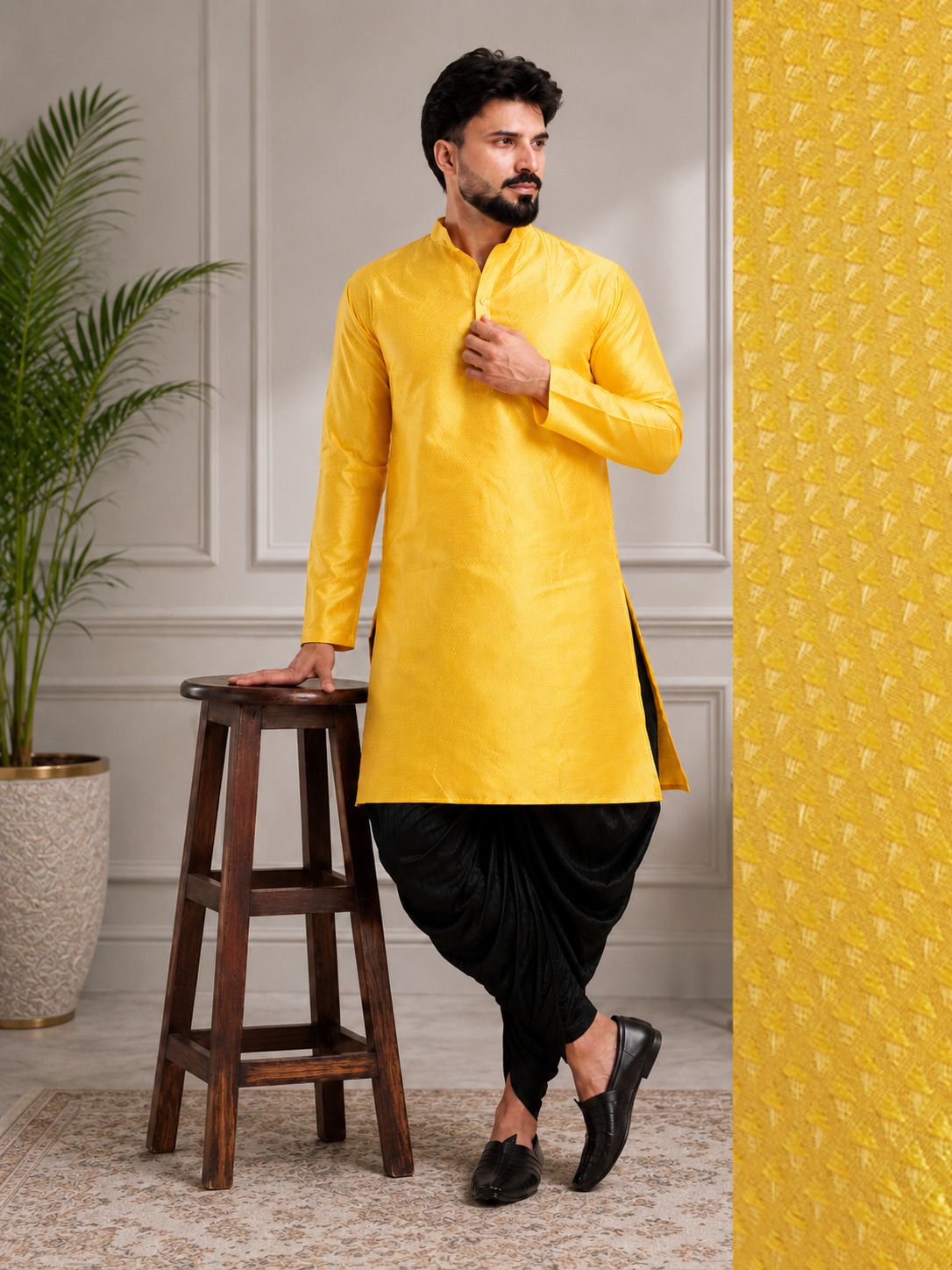 tsarina Men Cotton Silk Kurta Dhoti Pant Set-picture-24