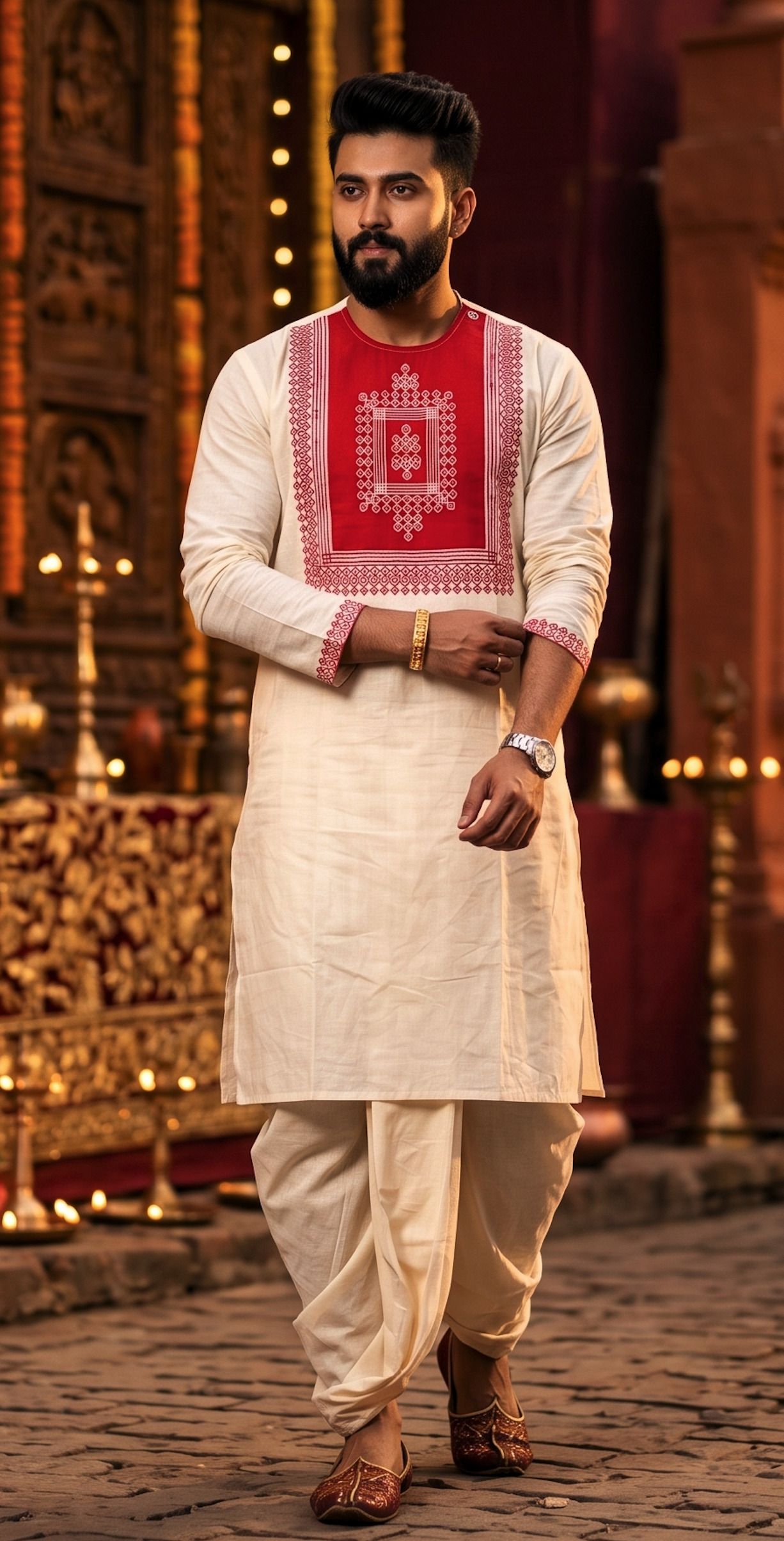 Men Khadi Silk Kurta Set-image-19