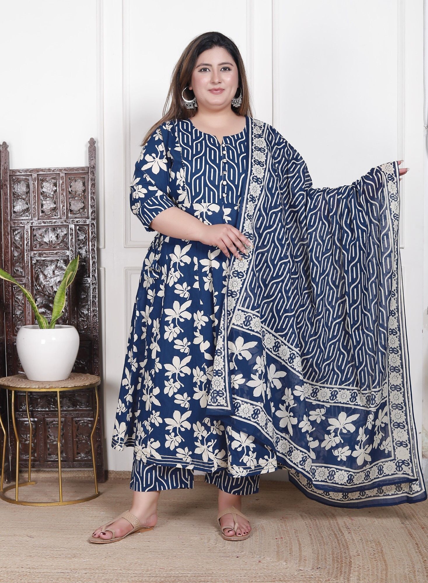 swasti Women Pure Cotton Kurta Pant Dupatta Set-picture-33