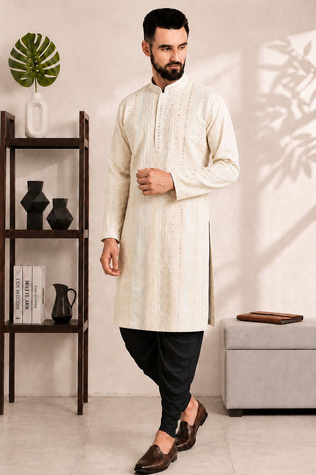 dhasu trendz Men Cotton Rayon Kurta Dhoti Set-picture-40