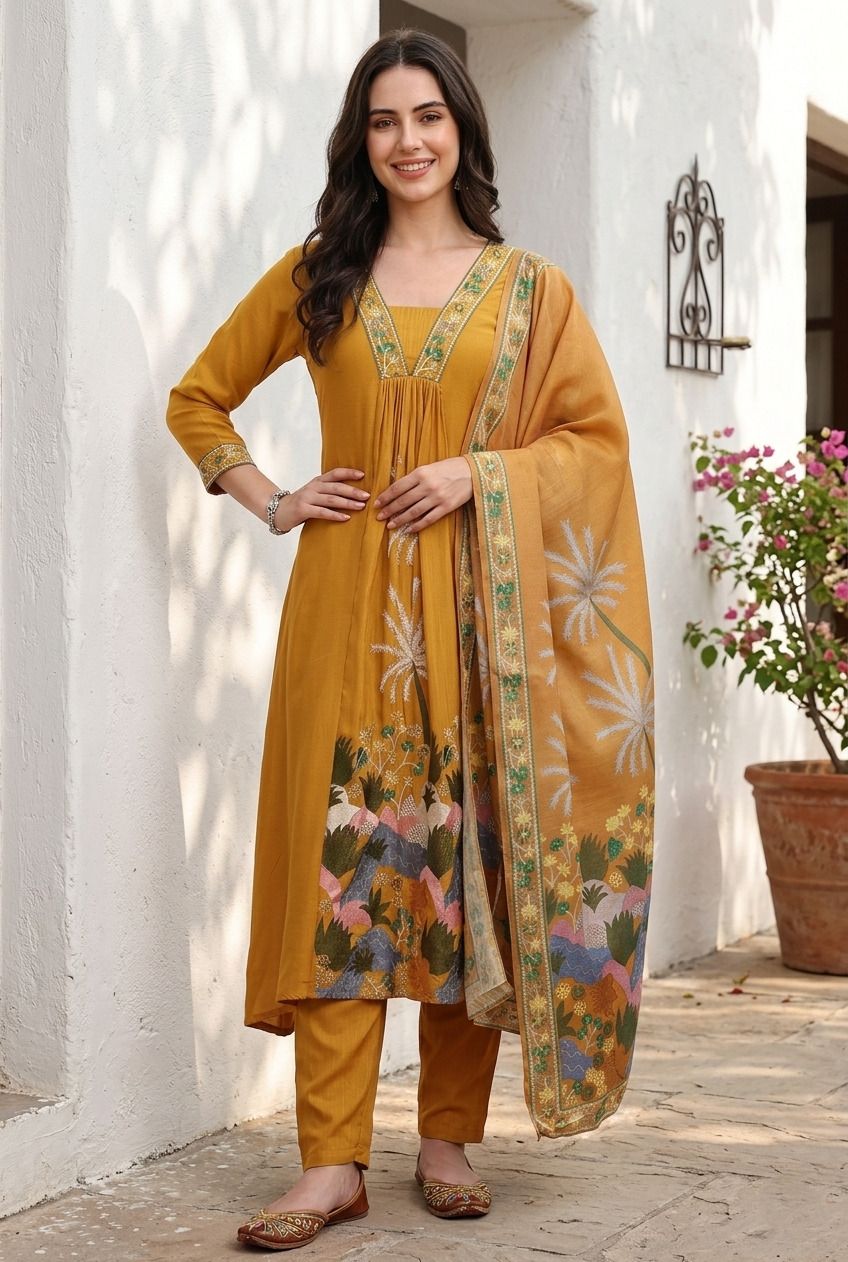 Embroidered Kurta, Trouser/Pant & Dupatta Set-image-48