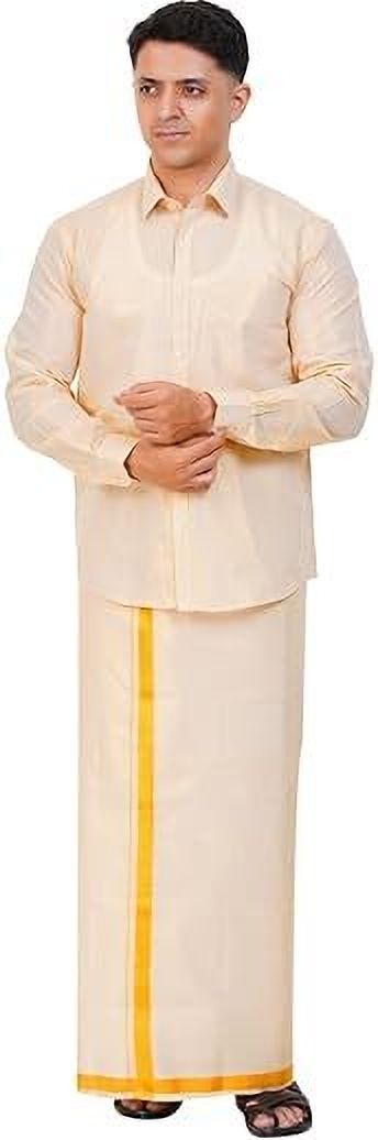 fashily Men Silk Blend Shirt Dhoti Set-picture-28