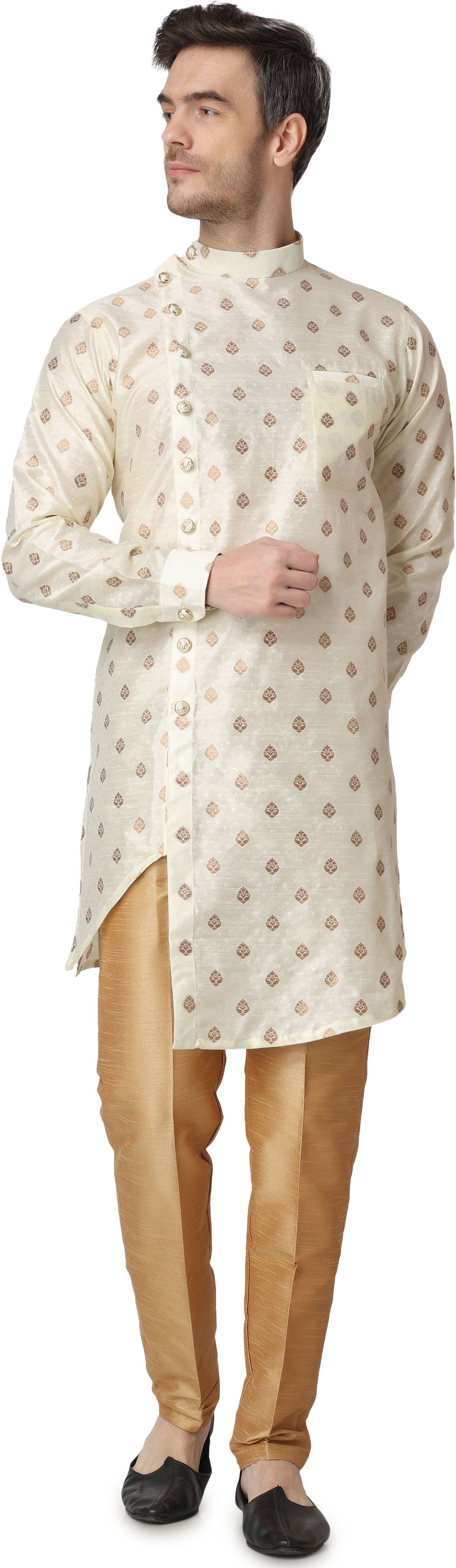 Royal Kurta GANESHPRINT-INDOWESTERN-KURTA-GOLD Printed Sherwani-picture-23