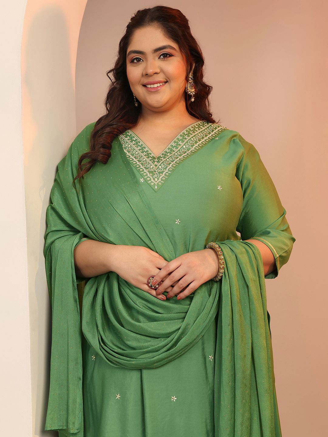 extra love by libas Women Silk Blend Kurta Salwar Dupatta Set-picture-37