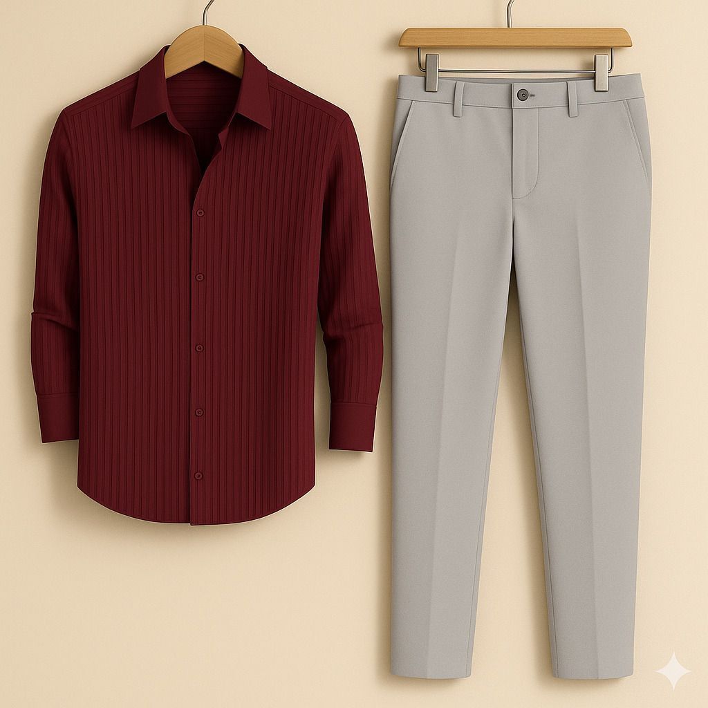 torontocn Men Cotton Blend Shirt Pant Set-picture-11
