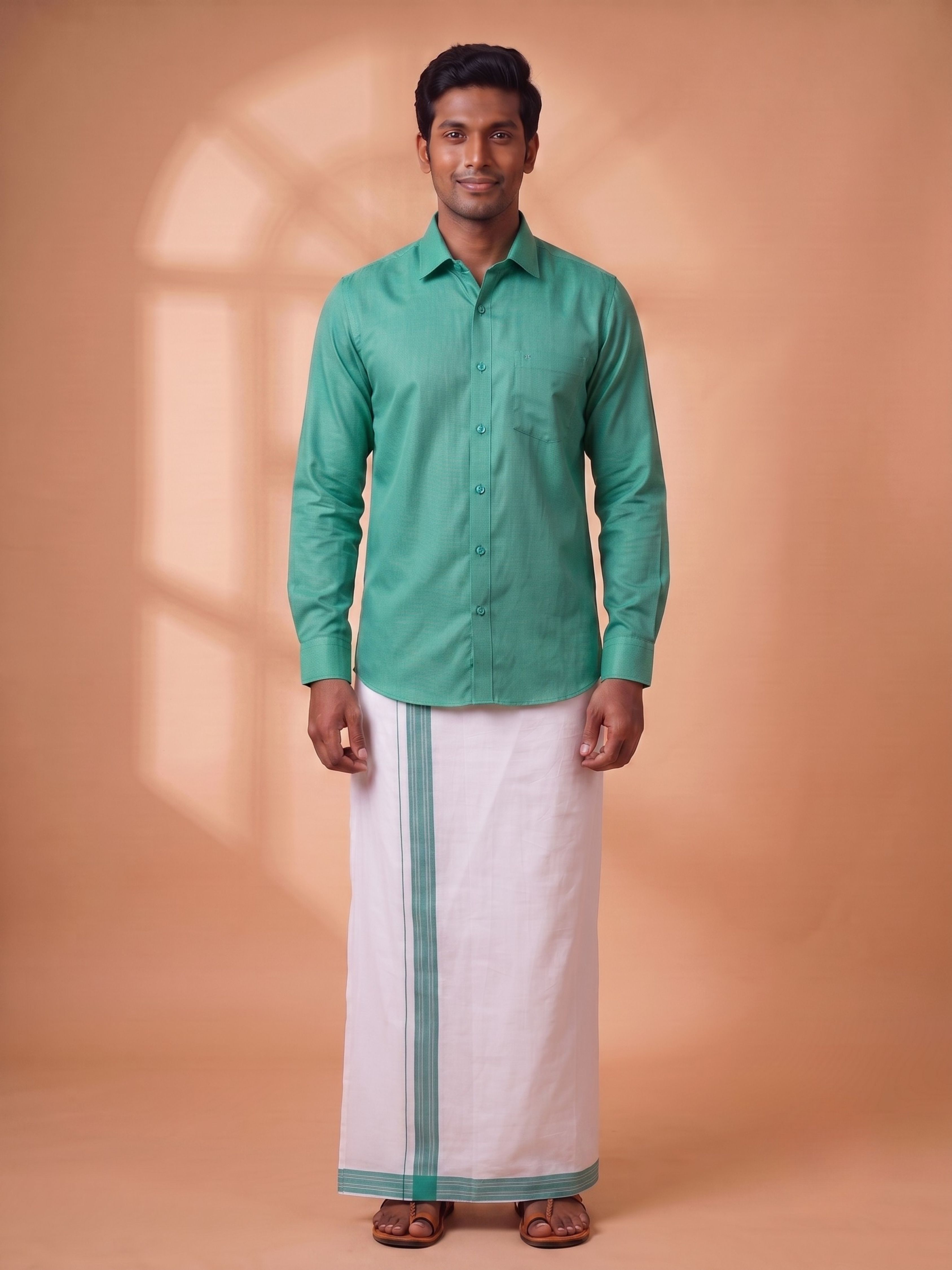 paramparaa dhotis Men Pure Cotton Shirt Dhoti Set-picture-10
