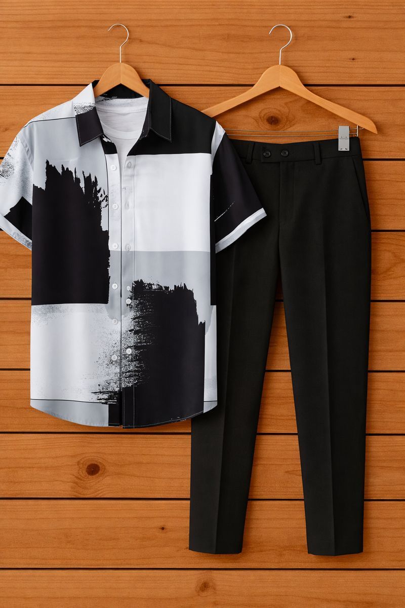 Men Cotton Blend Shirt Pant Set-image-12