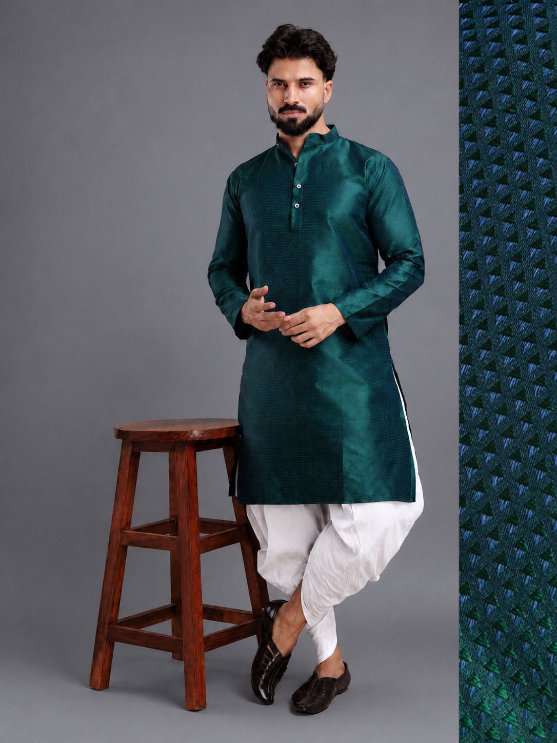 tsarina Men Cotton Silk Kurta Dhoti Pant Set-picture-33