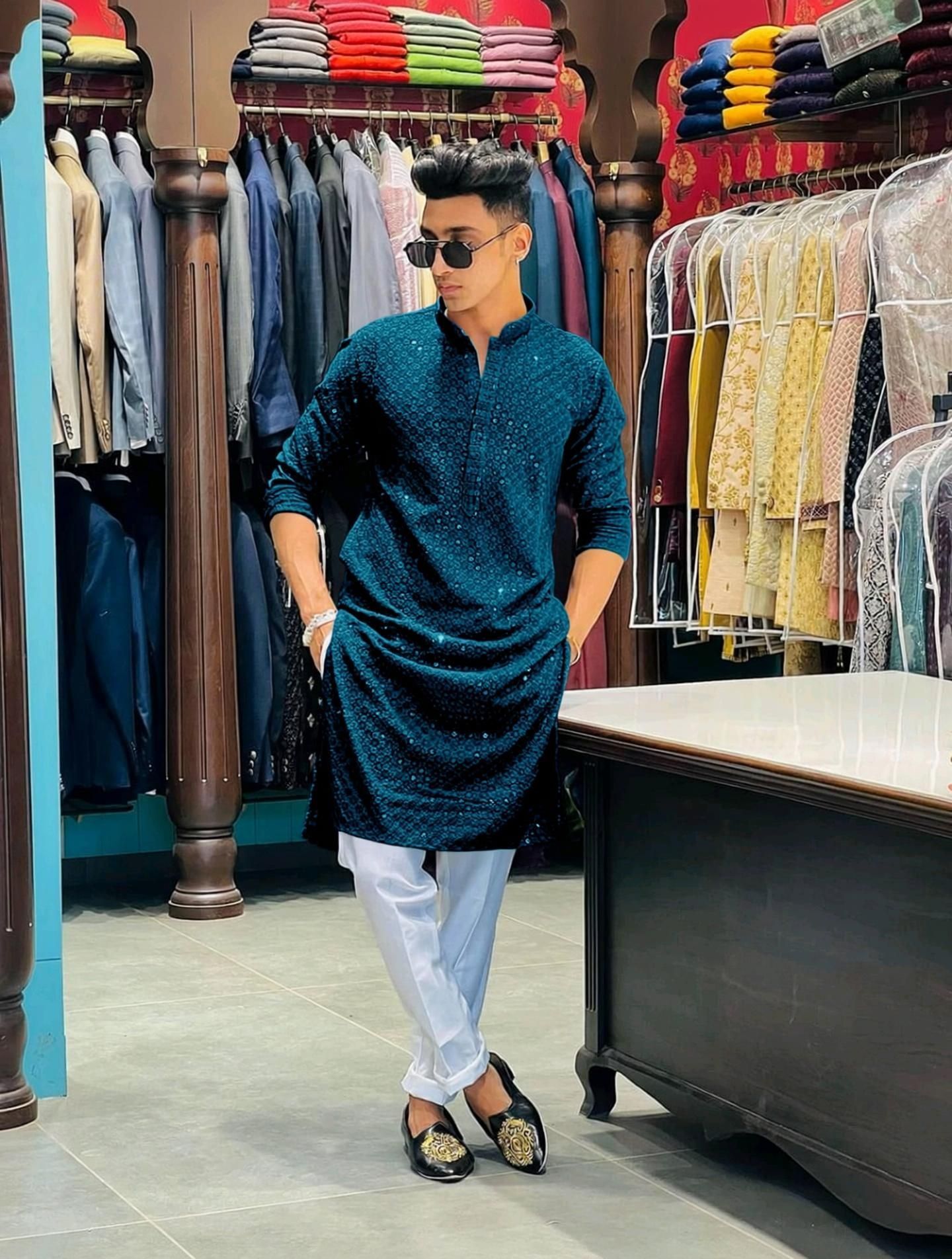 Men Viscose Rayon Kurta Pyjama Set-image-33