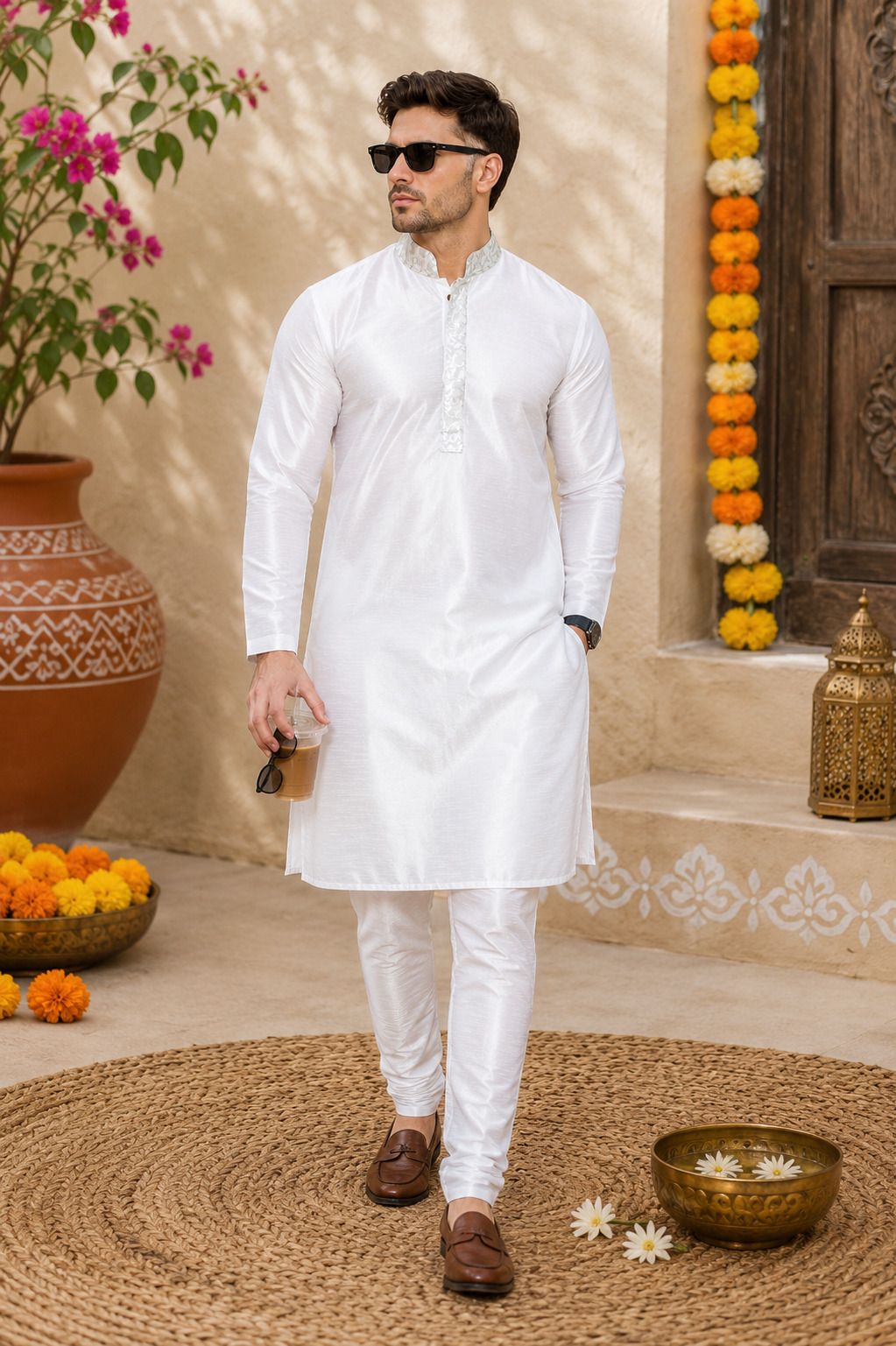 ad & av Men Silk Blend Kurta Pyjama Set-picture-0