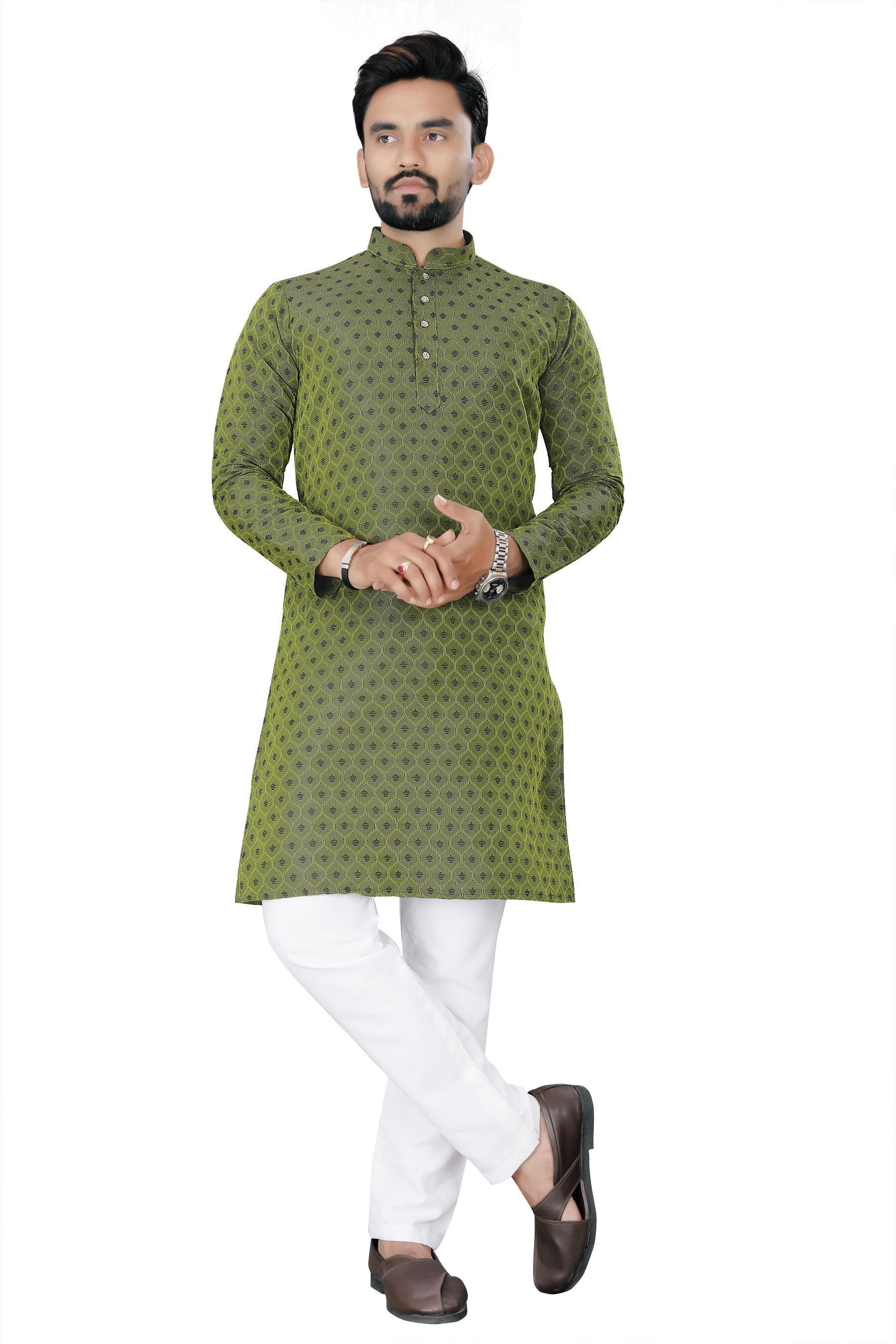 Men Jacquard Kurta Pyjama Set-image-26
