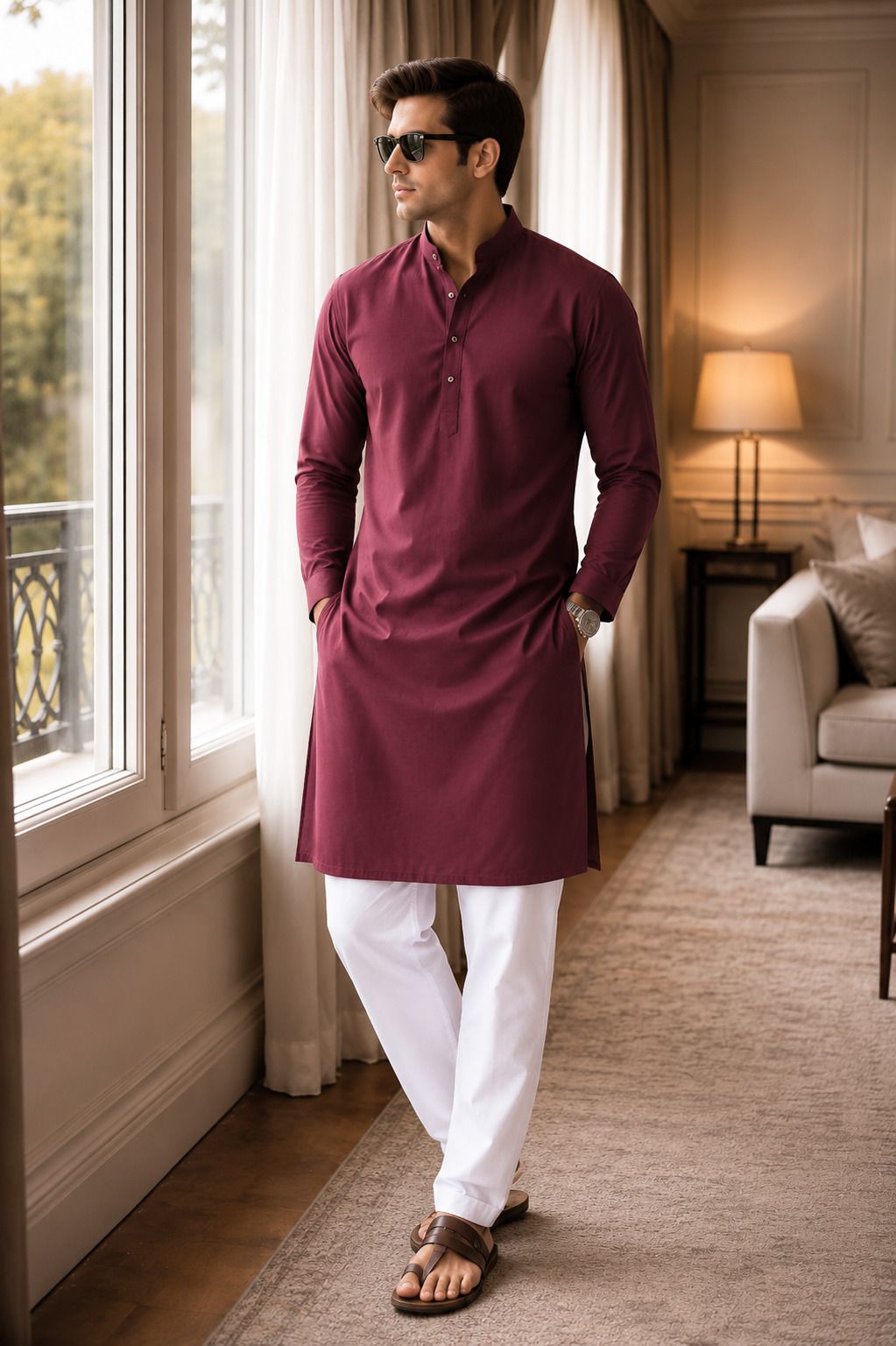 ad & av Men Cotton Blend Kurta Pyjama Set-picture-20