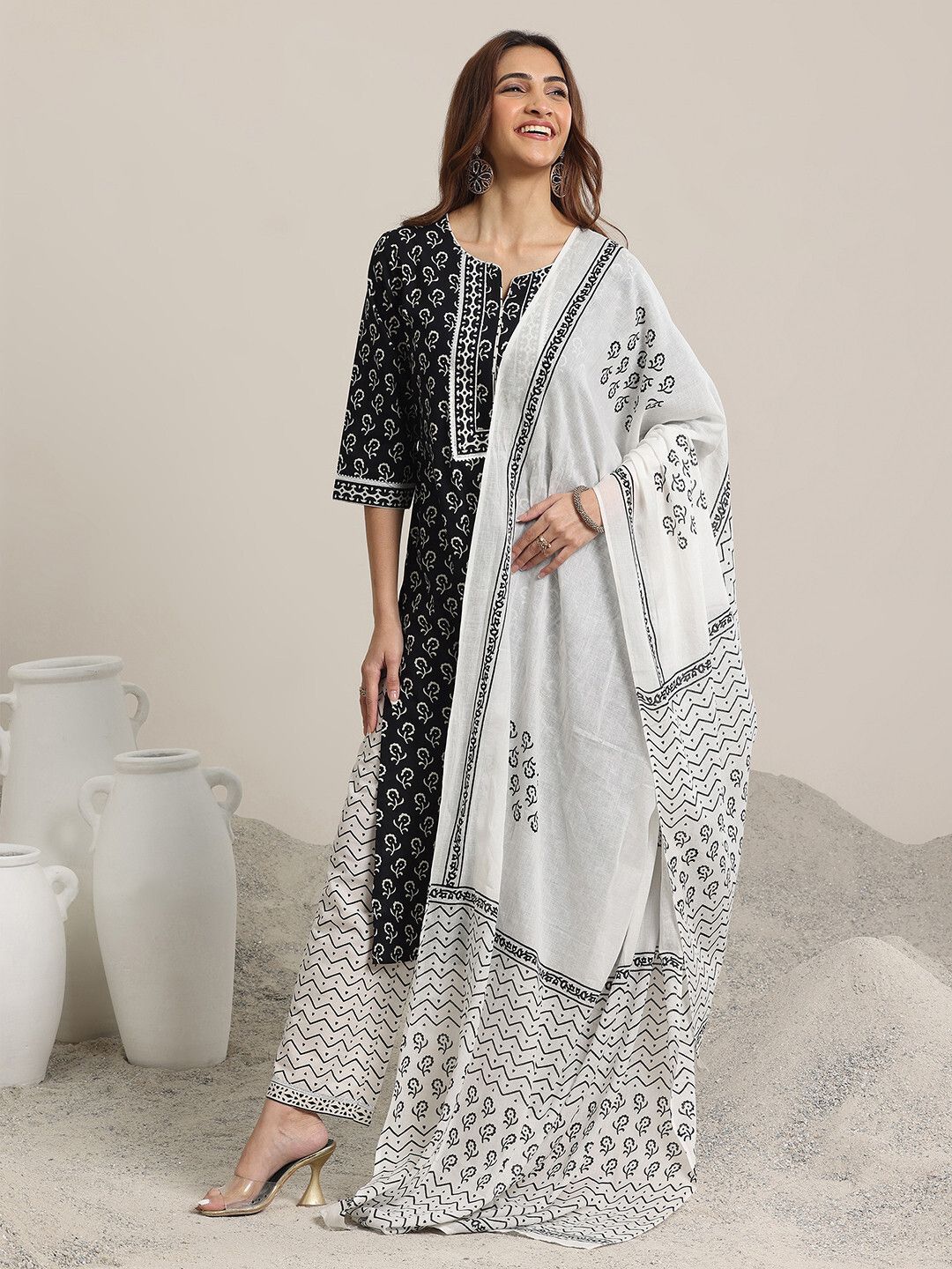 Women Pure Cotton Kurta Pant Dupatta Set-image-16