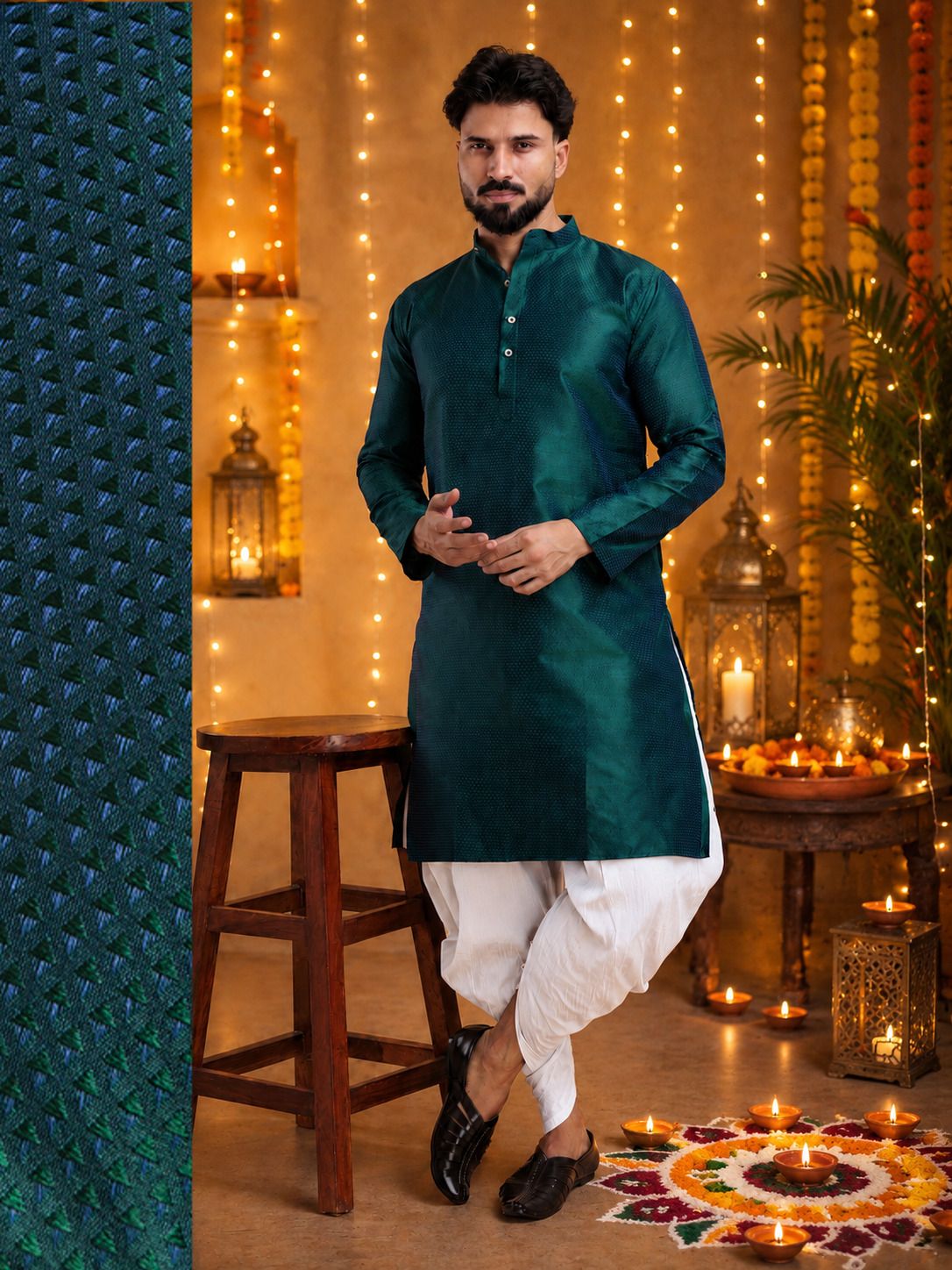 tsarina Men Cotton Silk Kurta Dhoti Pant Set-picture-31