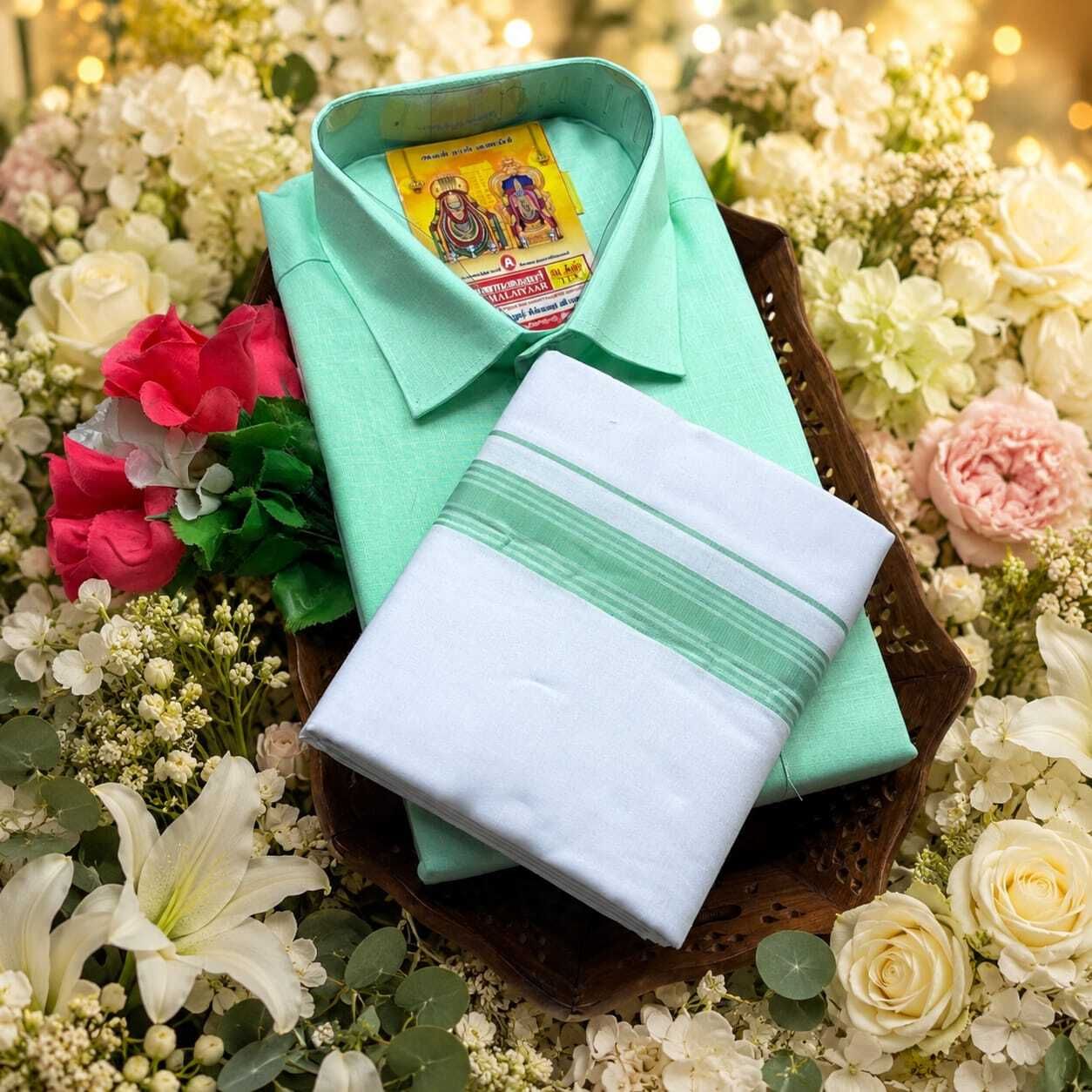 Men Pure Cotton Shirt Dhoti Set-image-7