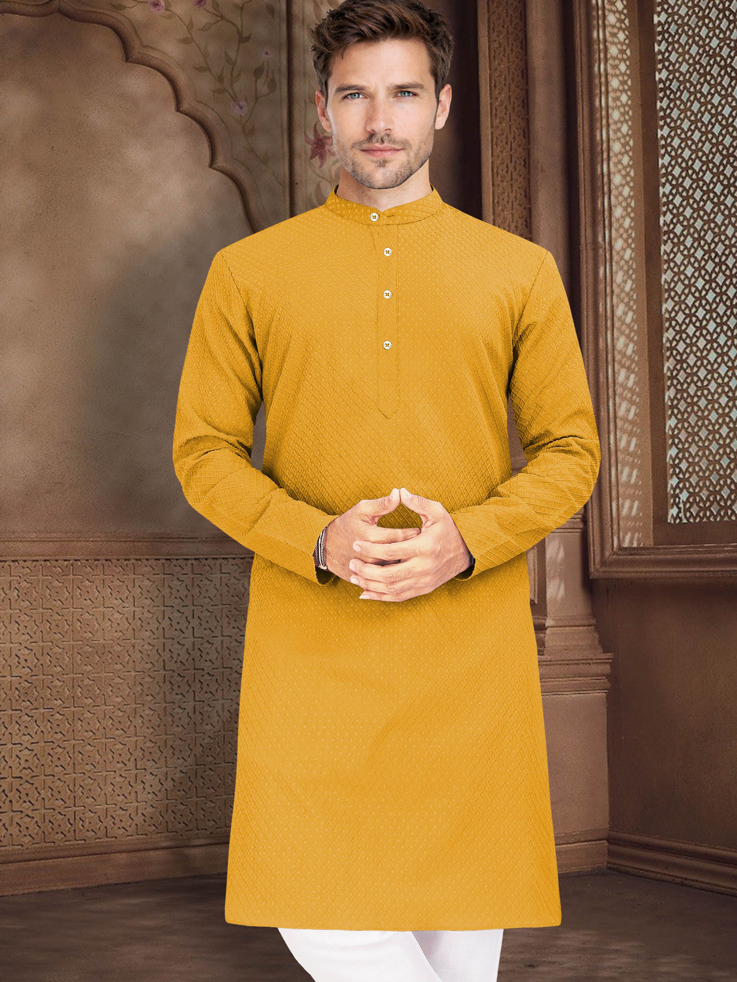 Men Art Silk Kurta Pyjama Set-image-29