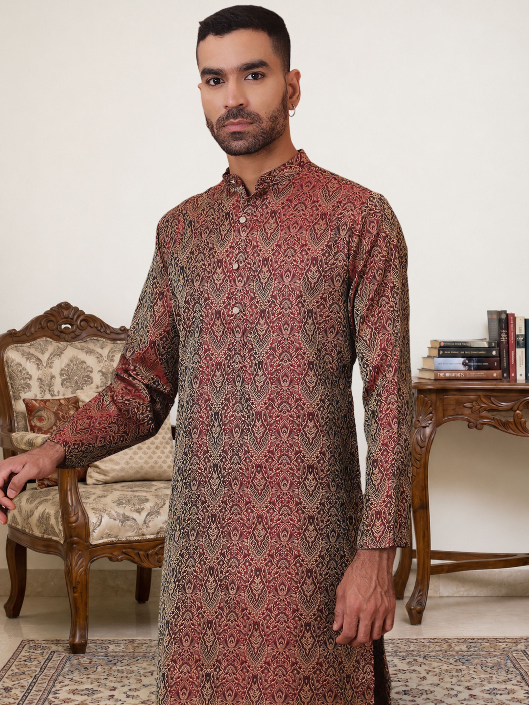 anouk Men Silk Blend Kurta Pyjama Set-picture-10