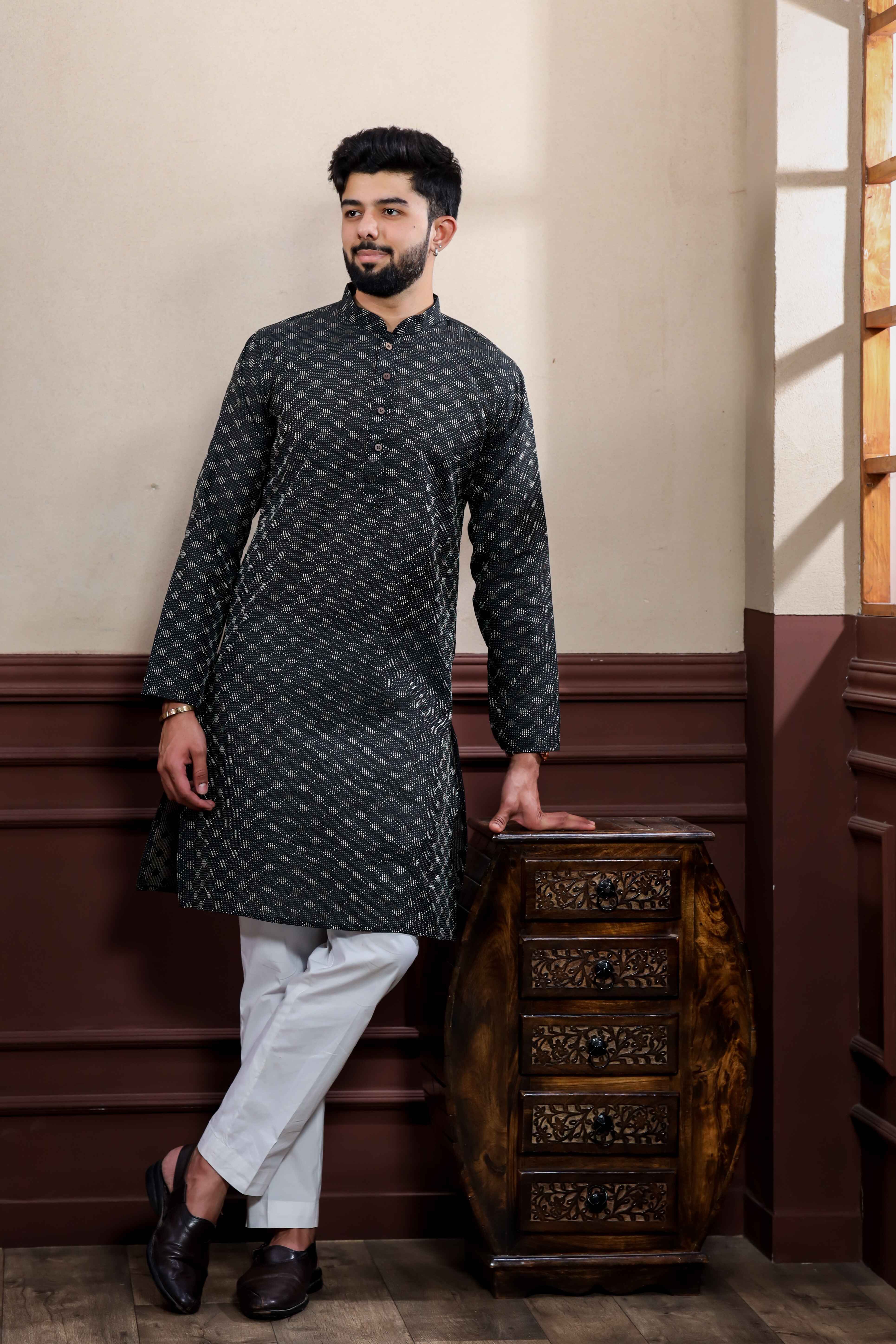 koshin Men Pure Cotton Kurta Pyjama Set-picture-45