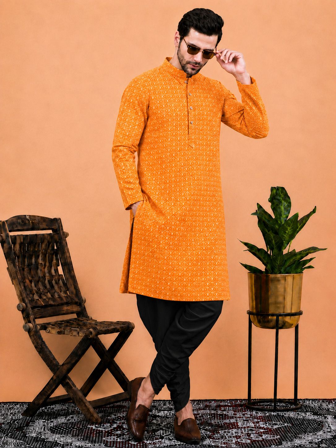 dhasu trendz Men Cotton Rayon Kurta Dhoti Set-picture-38