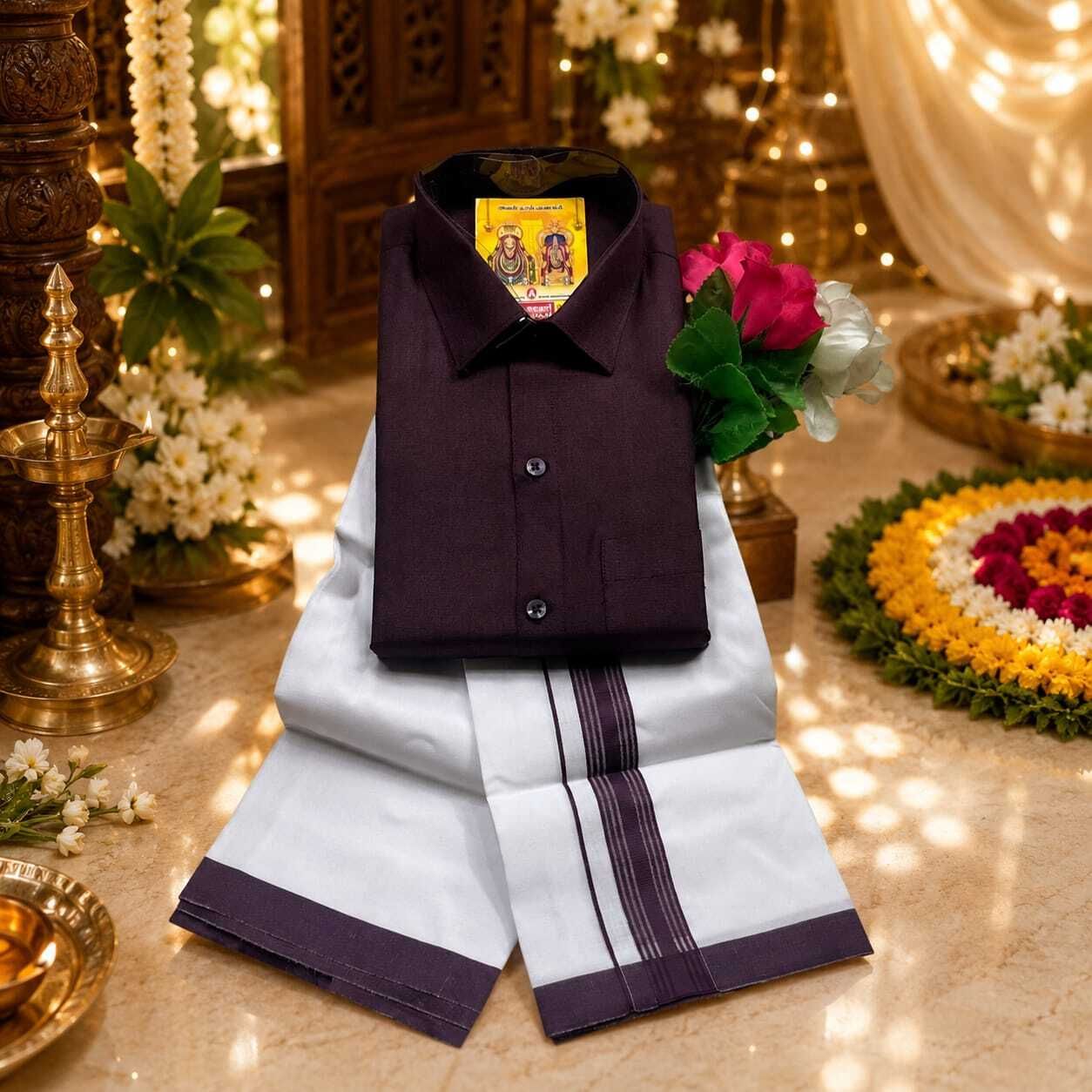 ithazhya enterprises Men Pure Cotton Shirt Dhoti Set-picture-19