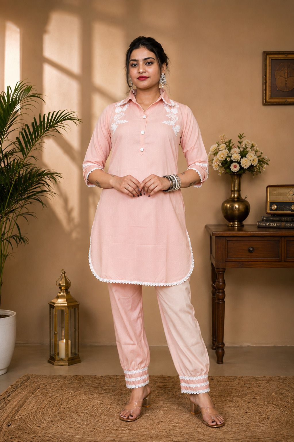Women Cotton Silk Kurta Pant Set-image-2
