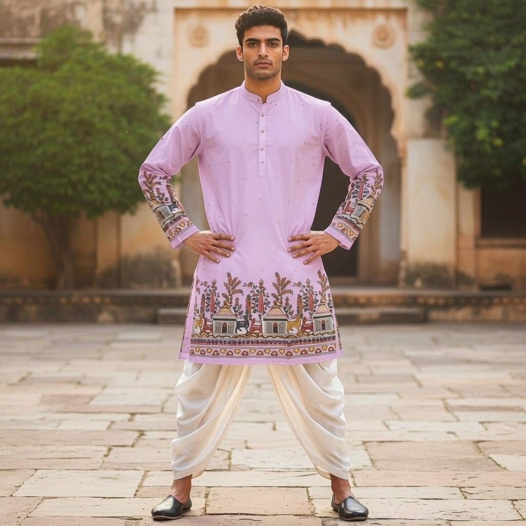 click n buy Men Cotton Blend Kurta Dhoti Set-picture-14
