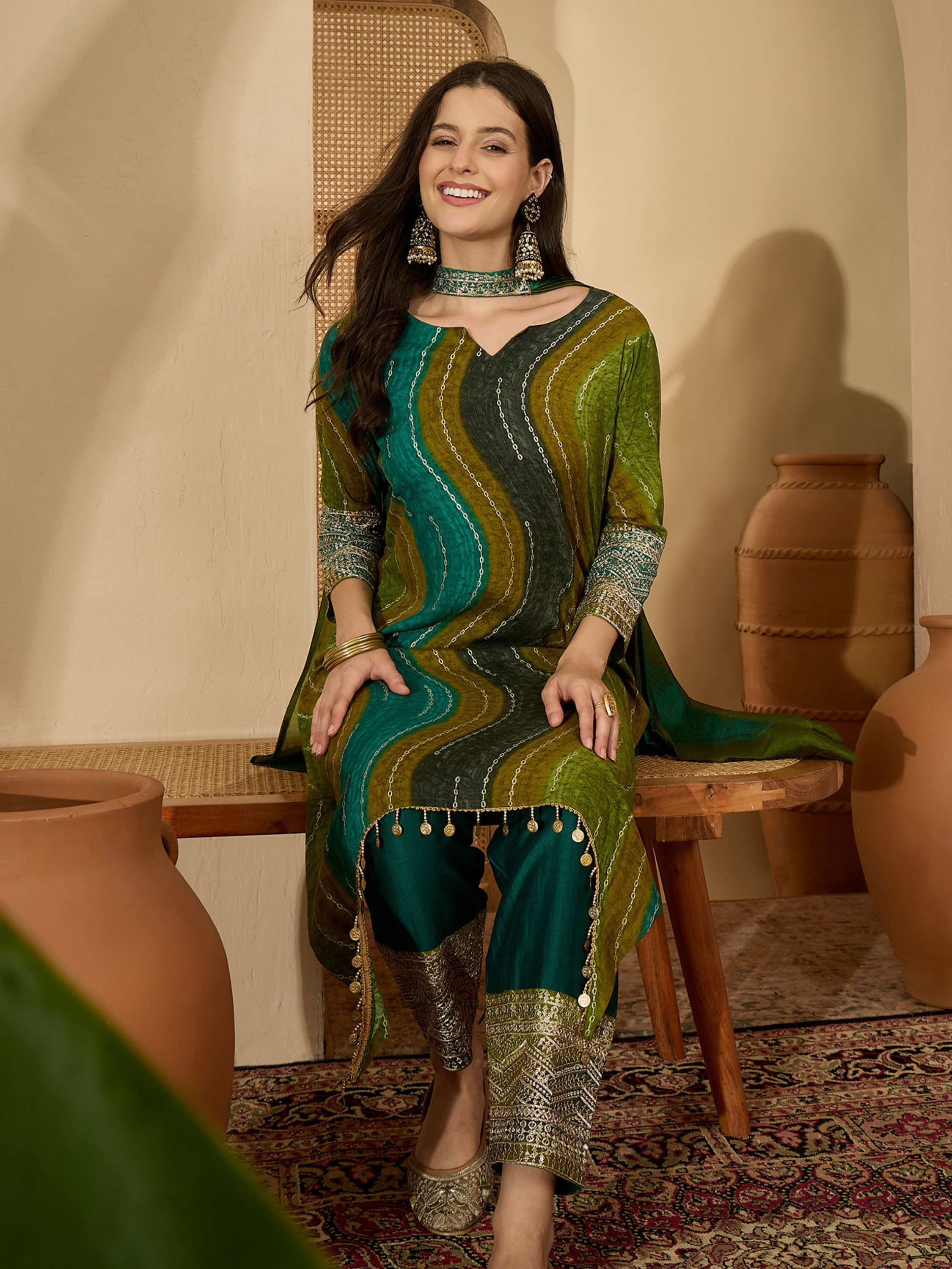 youthnic Women Viscose Rayon Kurta Pant Dupatta Set-picture-49