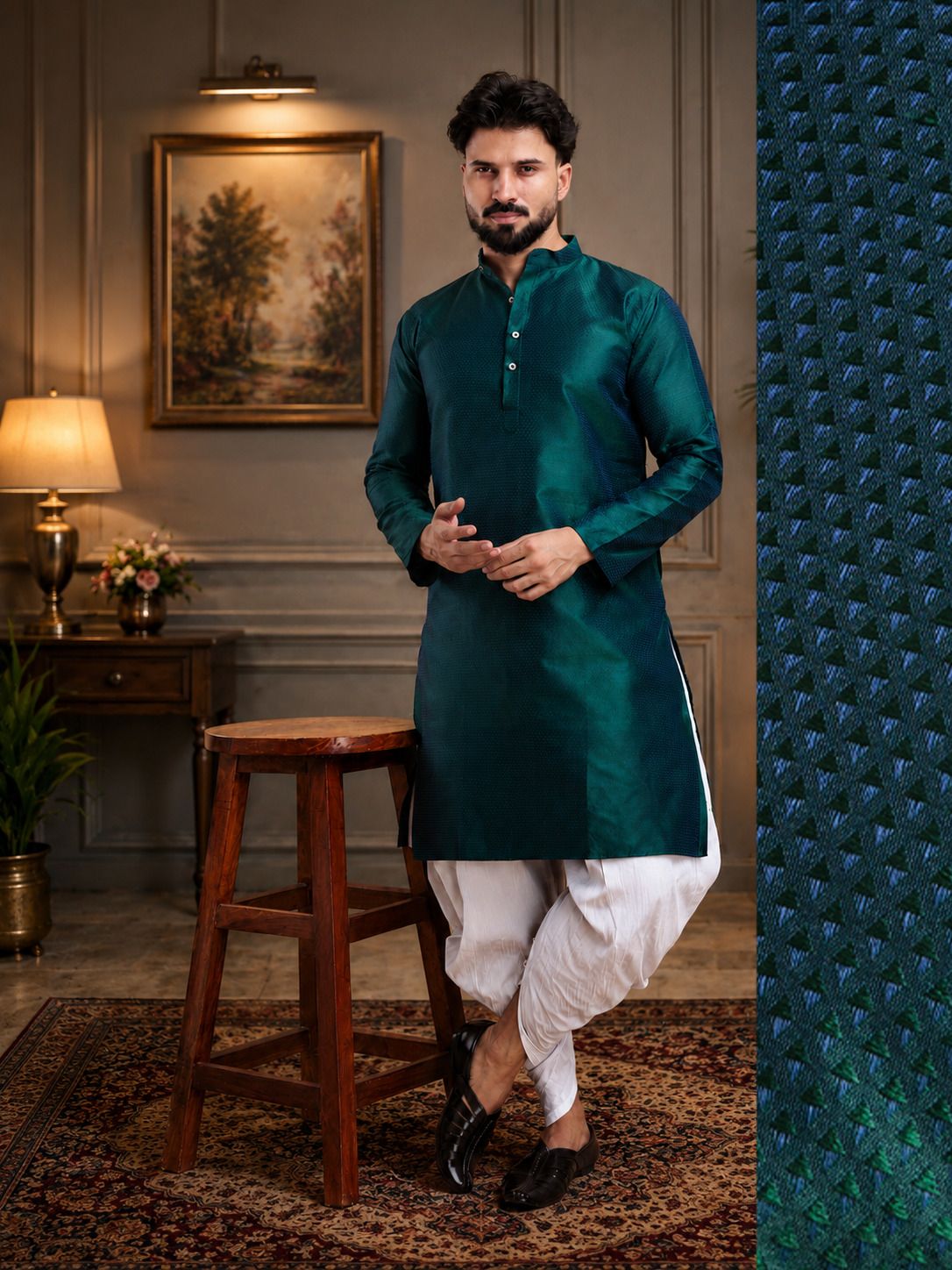 tsarina Men Cotton Silk Kurta Dhoti Pant Set-picture-27
