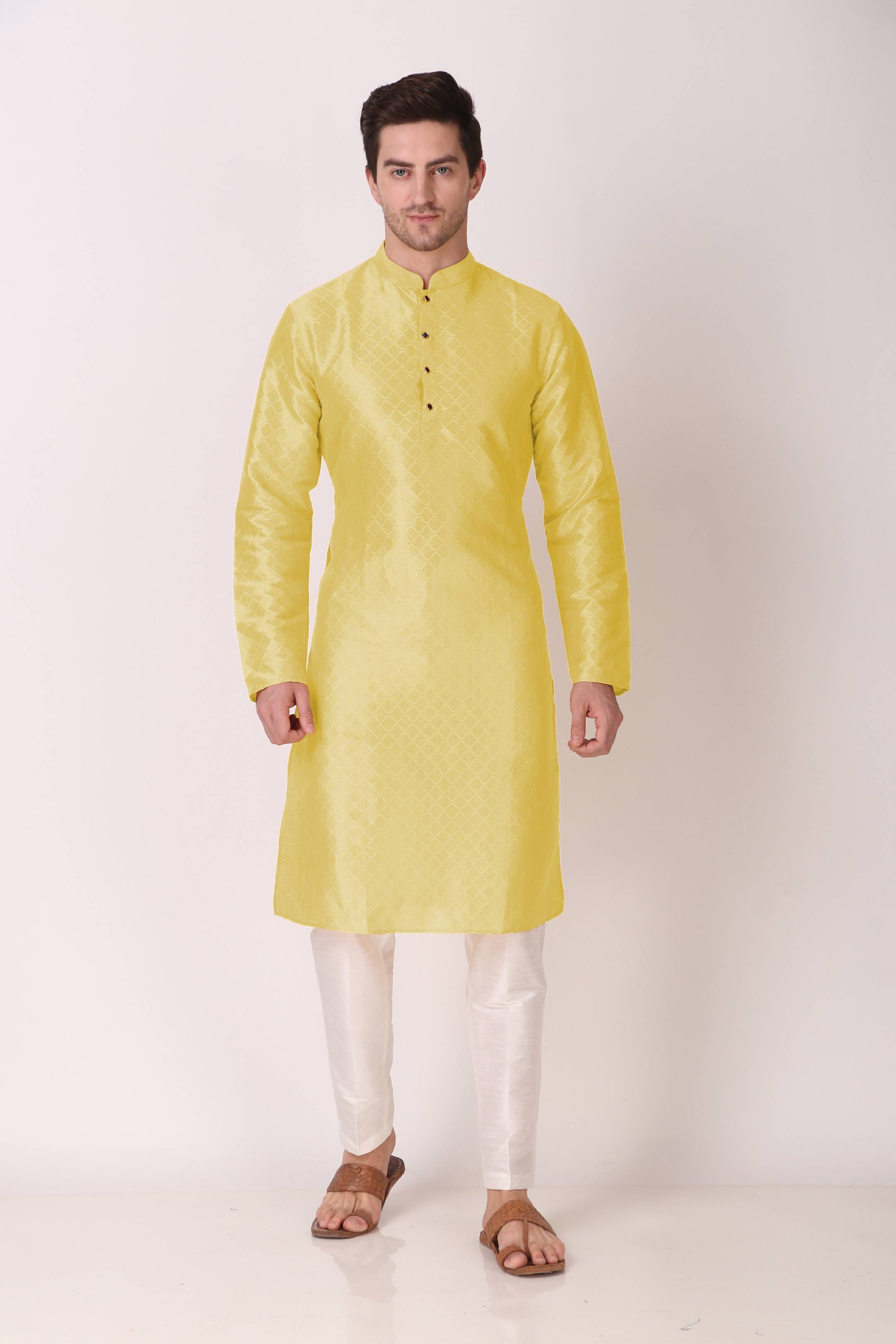 koshin Men Block Print Art Silk Straight Kurta-picture-17