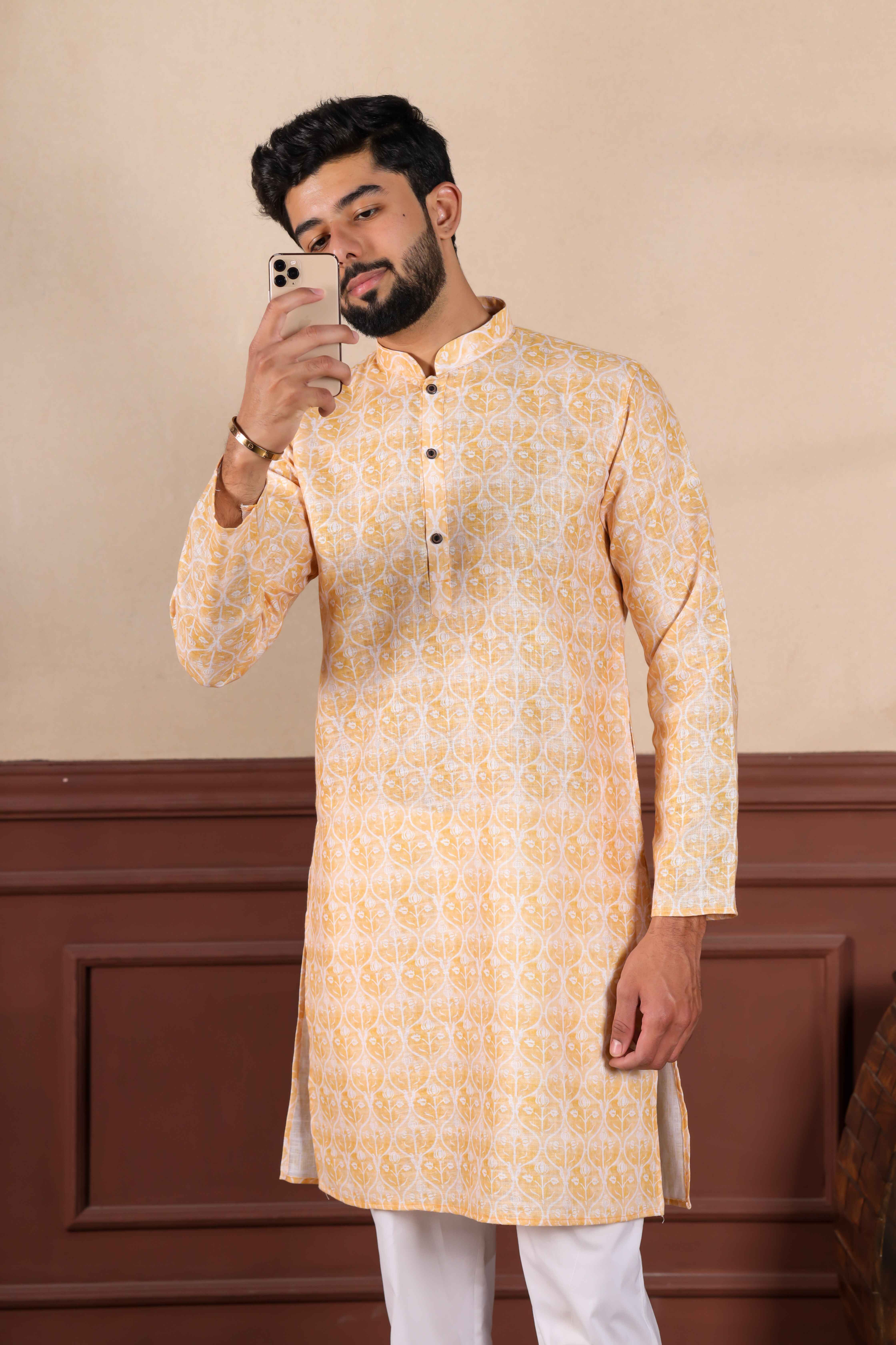 koshin Men Pure Linen Kurta Pyjama Set-picture-26
