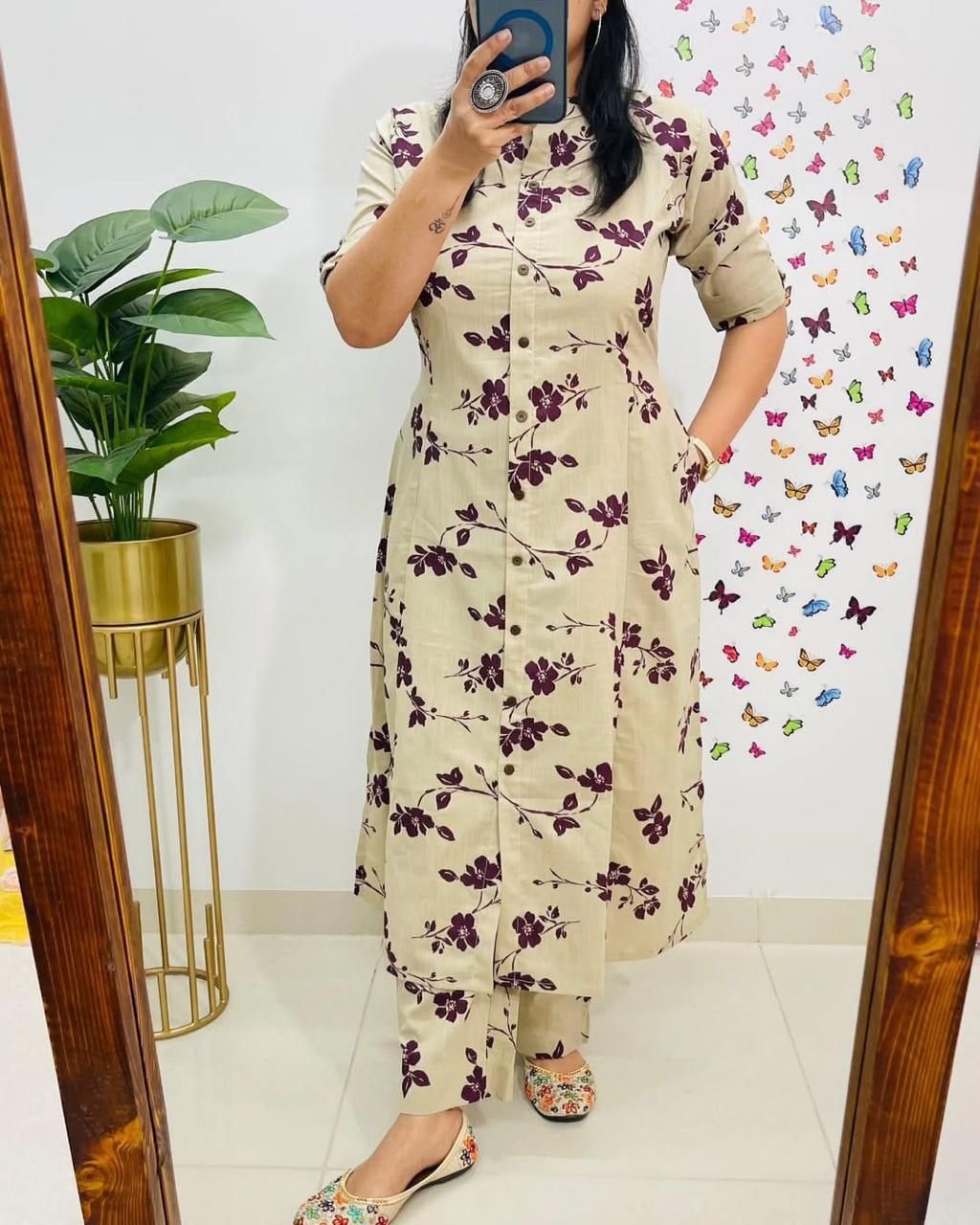 Women Cotton Blend Kurta Pant Set-image-22