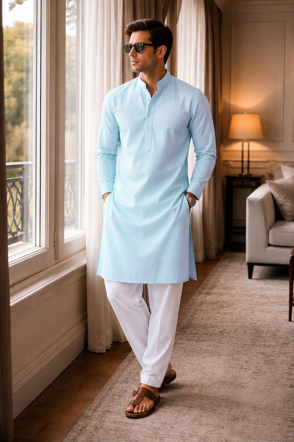 ad & av Men Cotton Blend Kurta Pyjama Set-picture-21