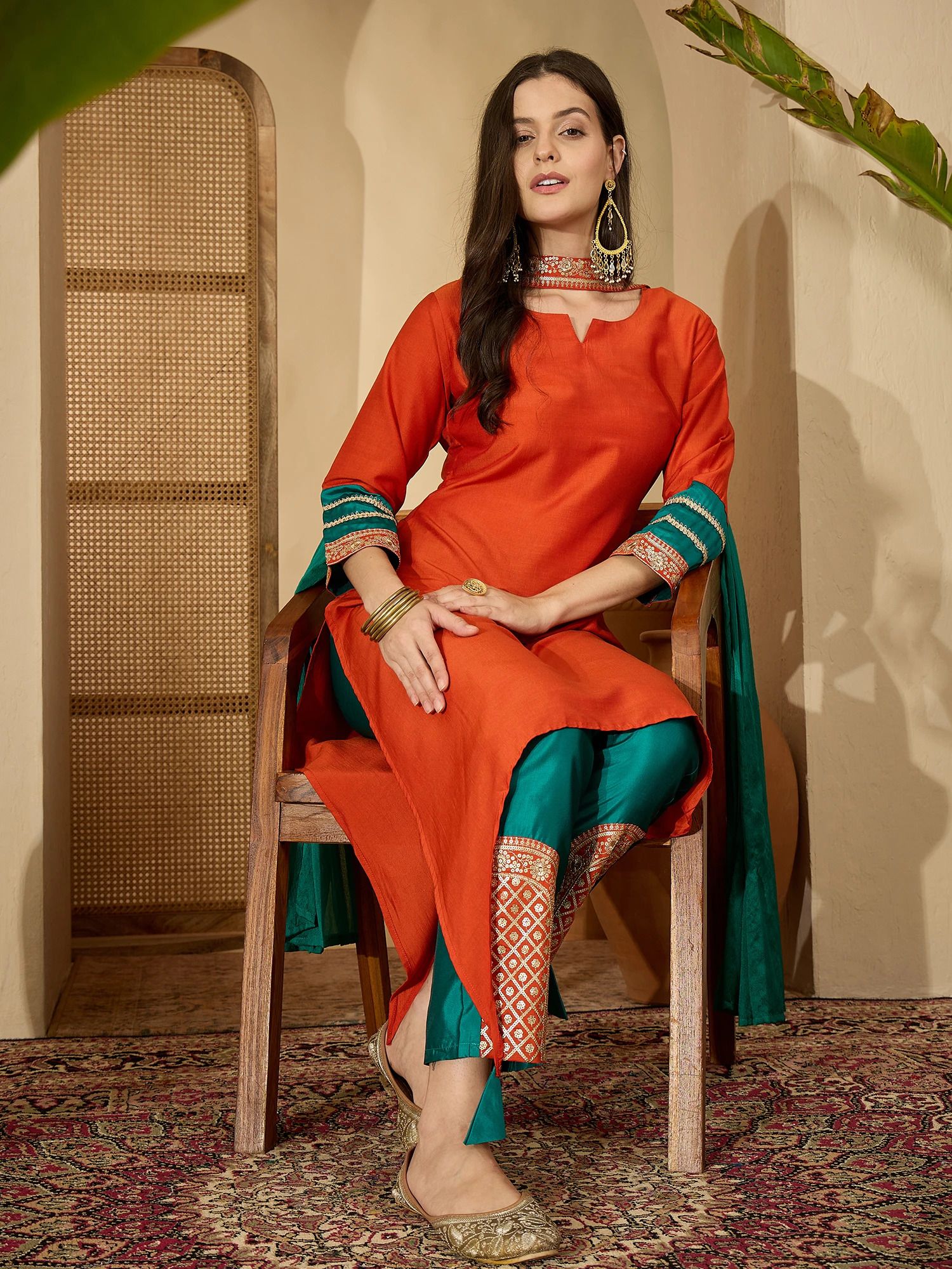 youthnic Women Cotton Silk Kurta Pant Dupatta Set-picture-14