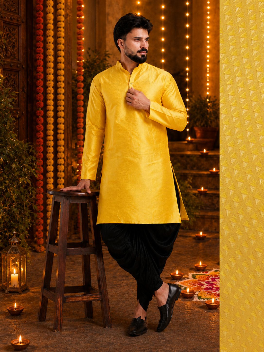 tsarina Men Cotton Silk Kurta Dhoti Pant Set-picture-13