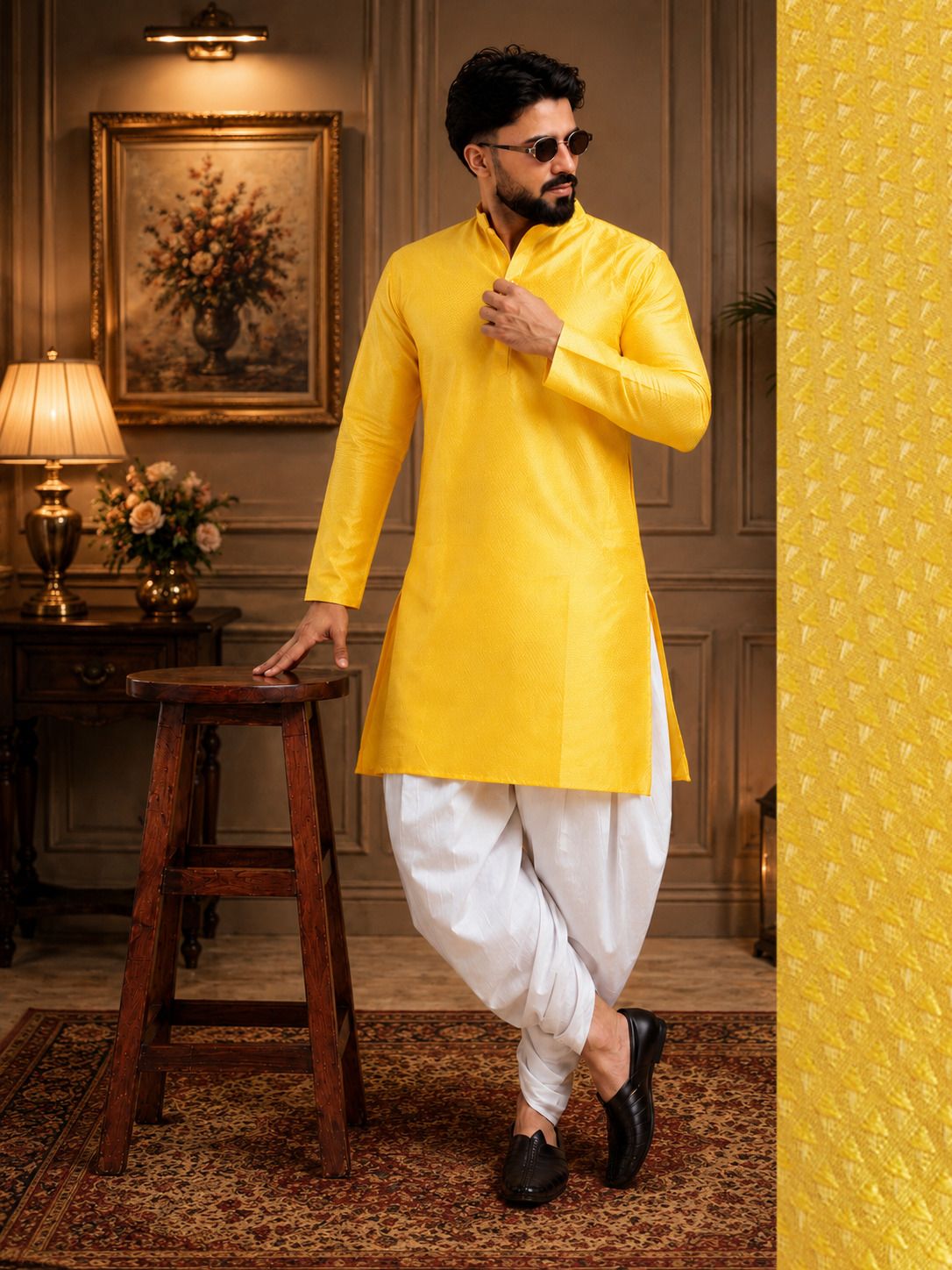 tsarina Men Cotton Silk Kurta Dhoti Pant Set-picture-29